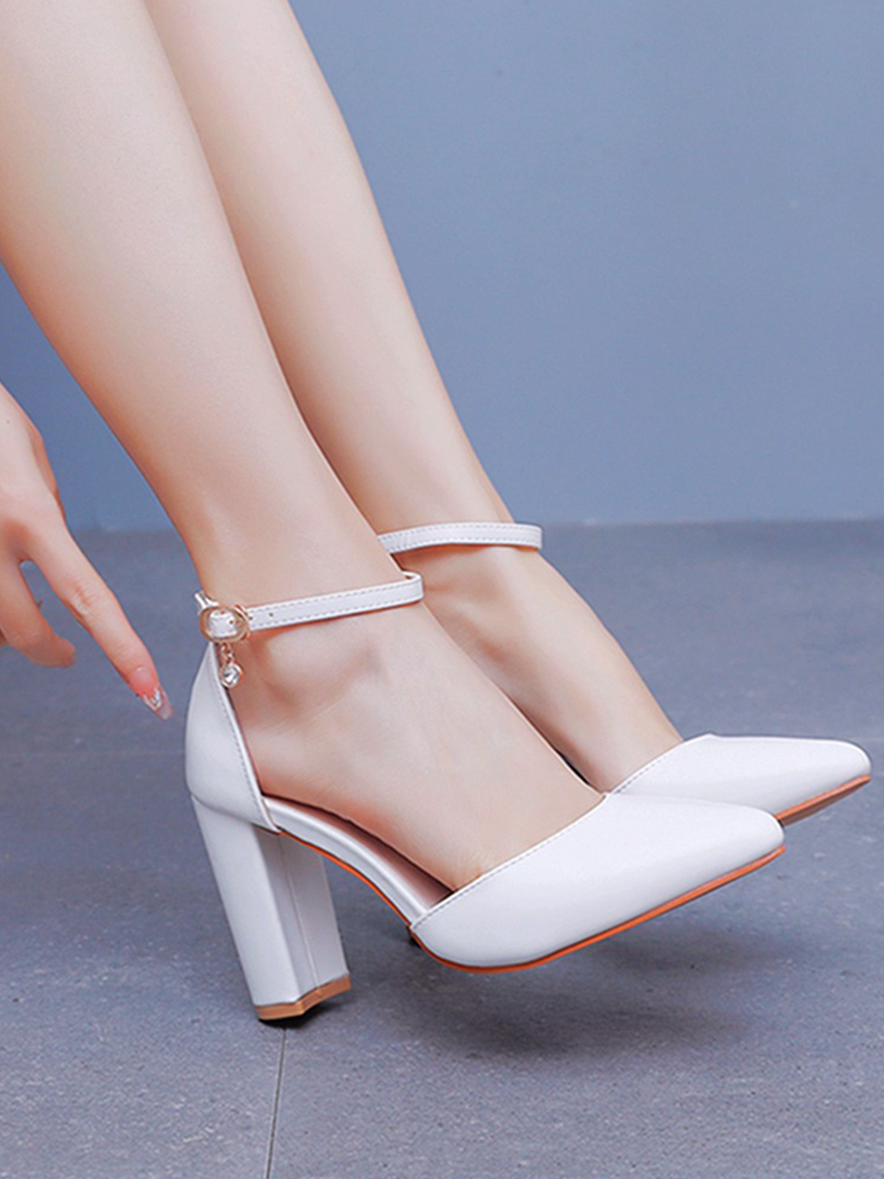 Chaussures de Mariage Sandales Femme Talon Aiguille Bout Pointu Bride Cheville Pour Mariée