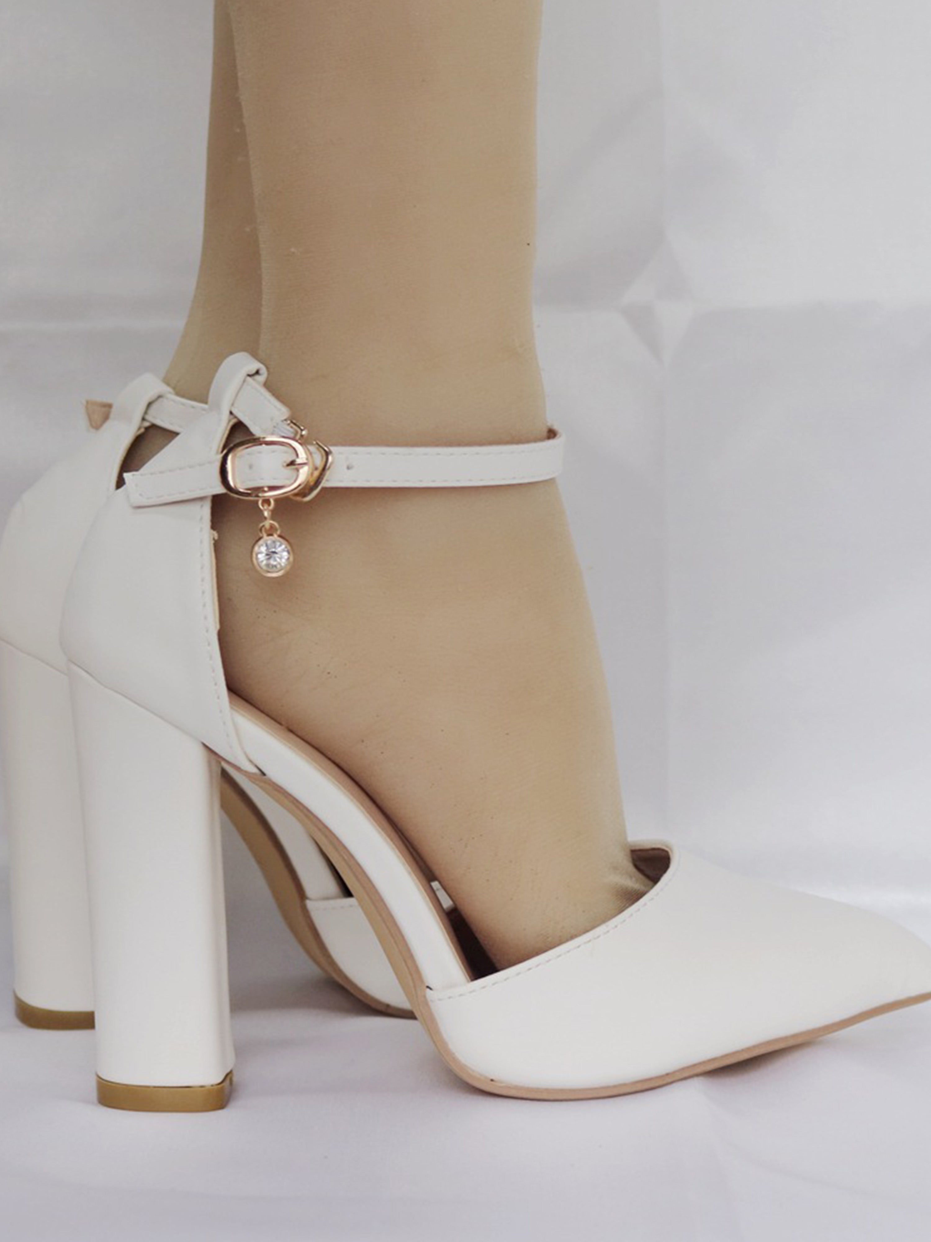 Chaussures de Mariage Sandales Femme À Bout Pointu Avec Bride Cheville Talon Pour Demoiselle D'Honneur
