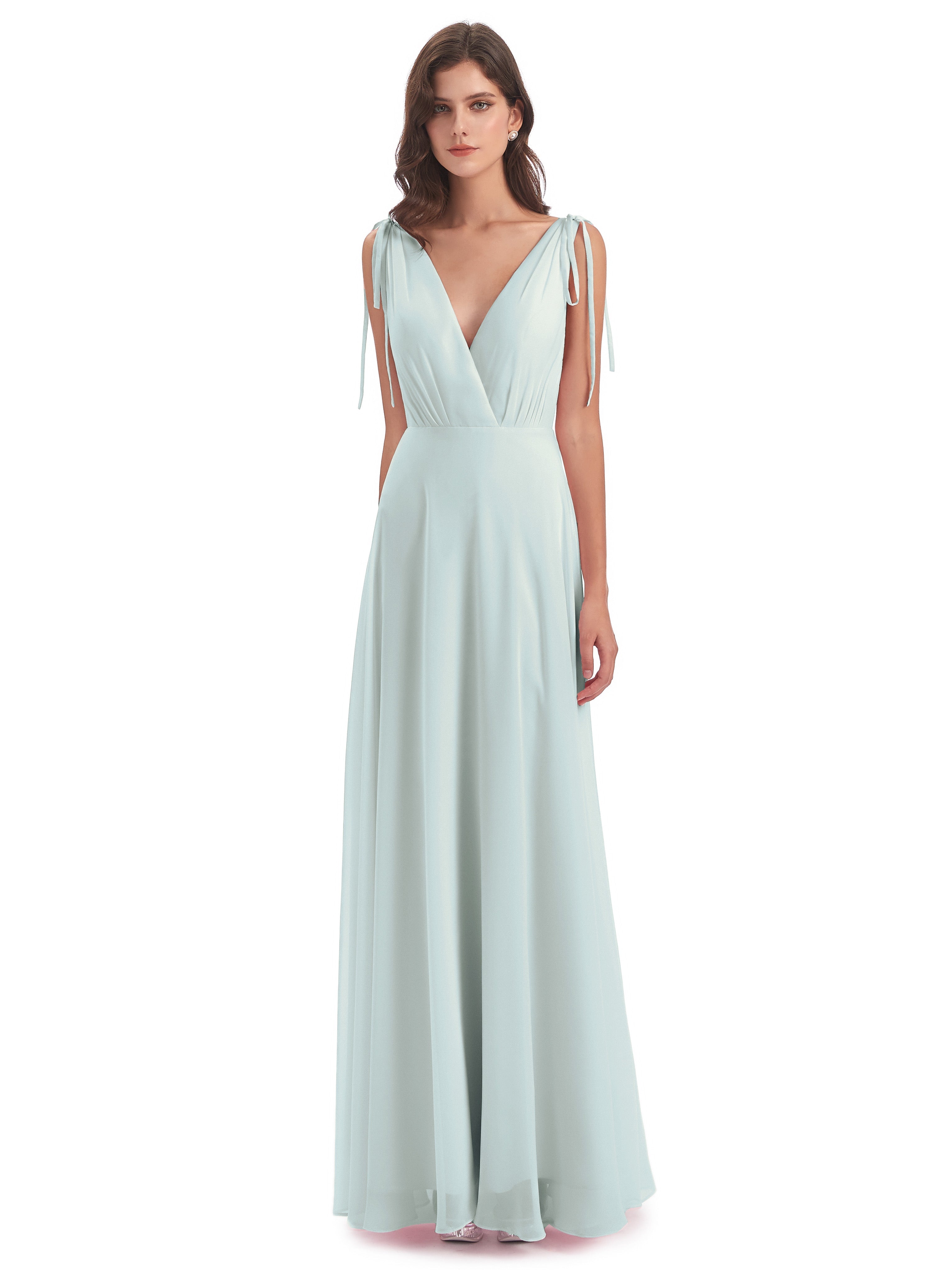 Robe Demoiselle D Honneur Vert Celadon Dos Nu Col V Robes Demoiselle D'Honneur