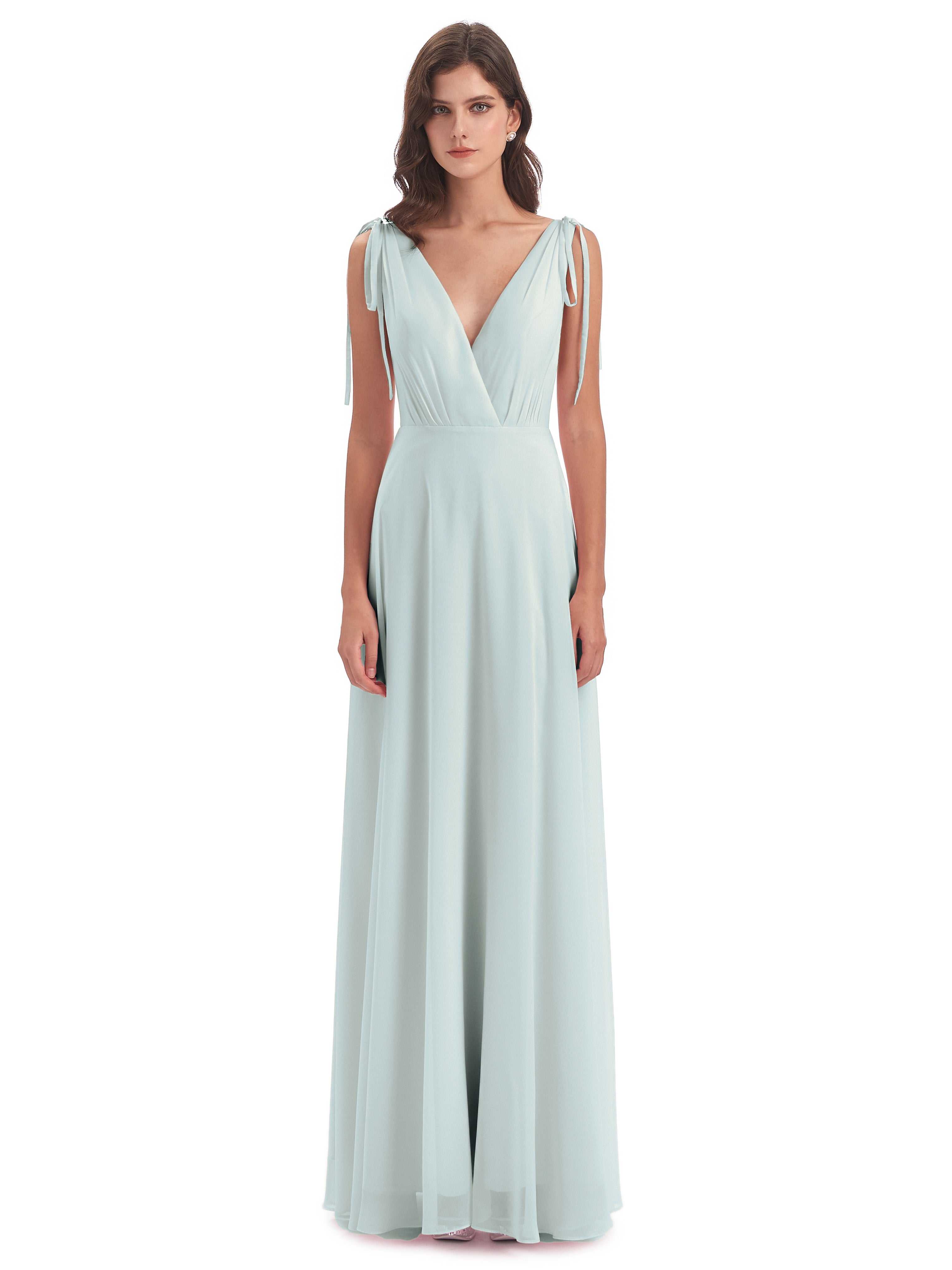 Robe Demoiselle D Honneur Vert Celadon Dos Nu Col V Robes Demoiselle D'Honneur