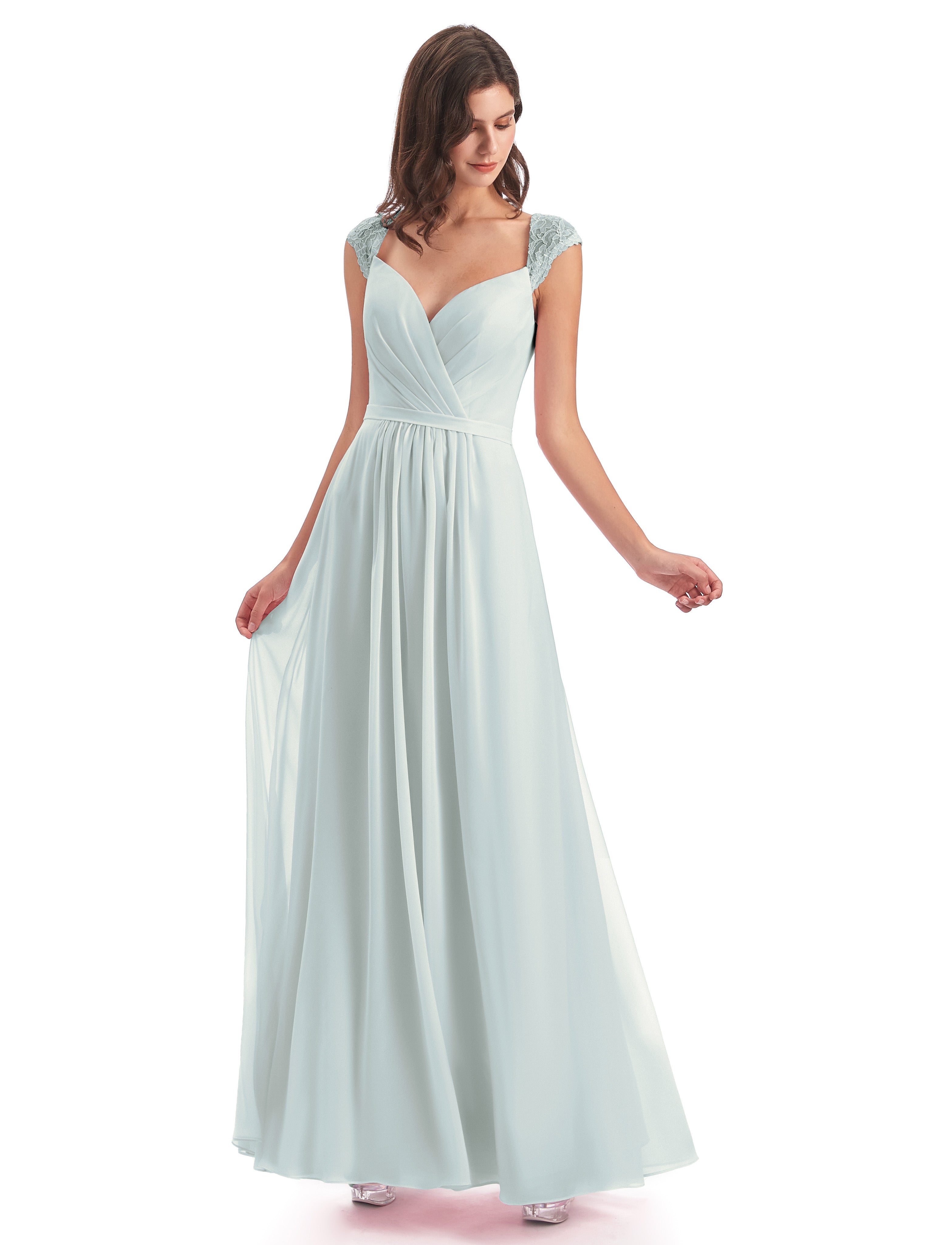 Robes De Demoiselle D'Honneur Celadon Bretelles Dos Nu Sexy Tulle Robe De Demoiselle D'Honneur