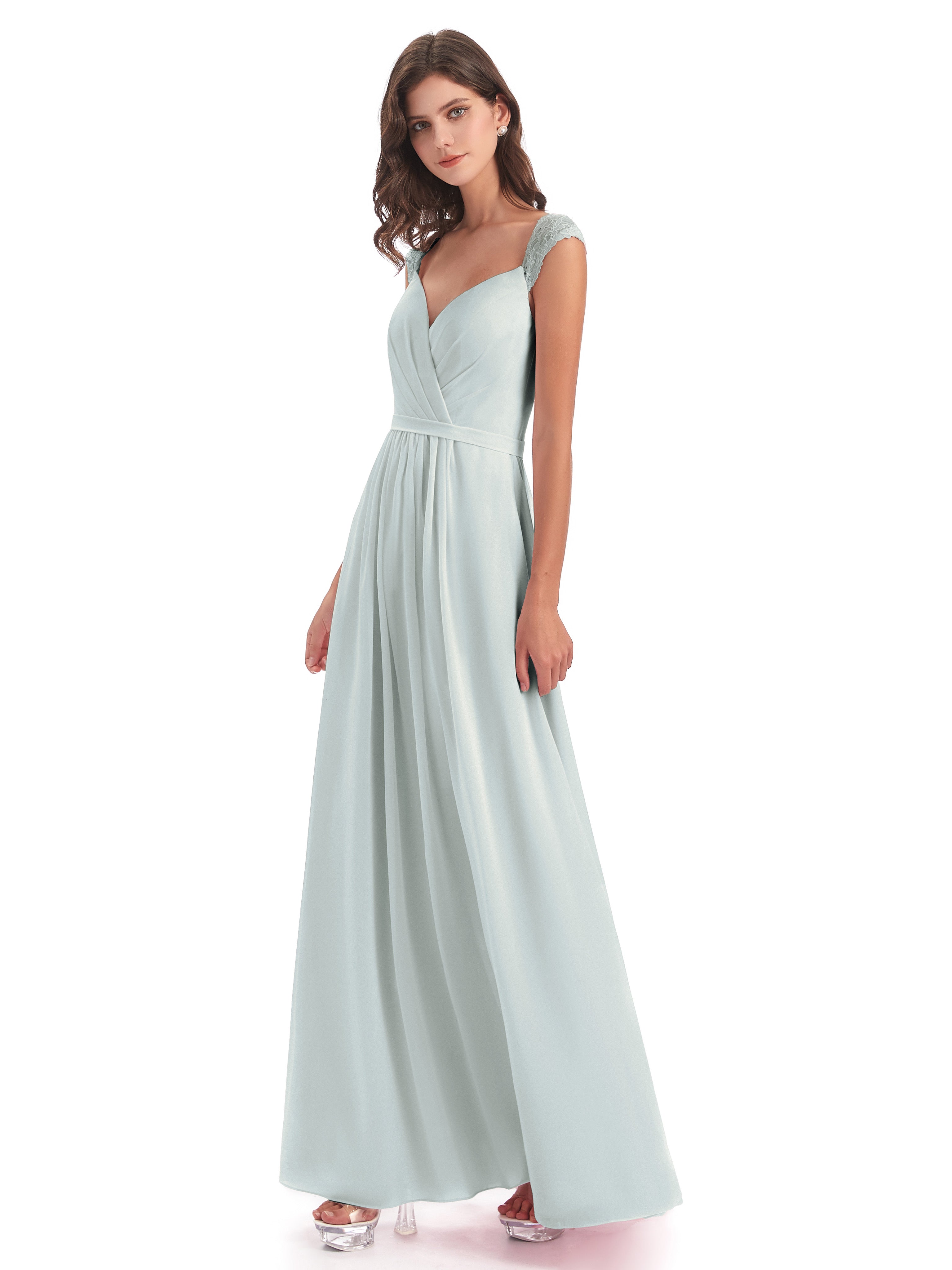 Robes De Demoiselle D'Honneur Celadon Bretelles Dos Nu Sexy Tulle Robe De Demoiselle D'Honneur