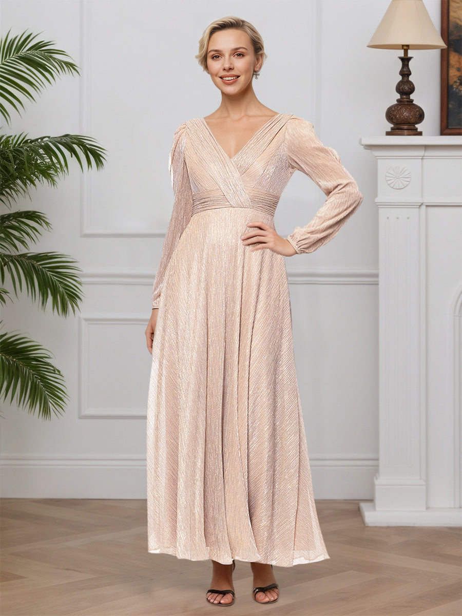 Cicinia Abricot Robe pour Mère de la Mariée Longue A-Line Longueur Sol Décolleté en V