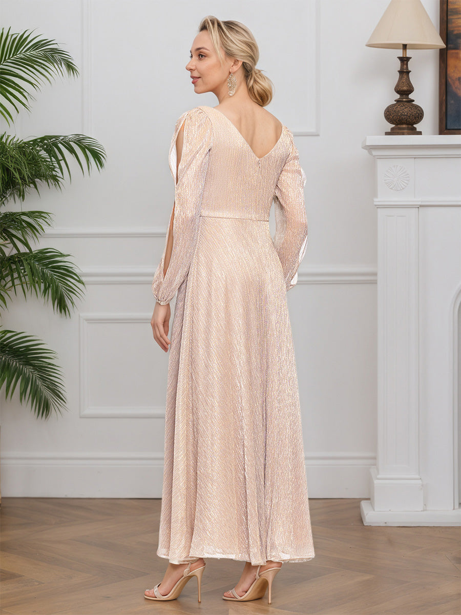Cicinia Abricot Robe pour Mère de la Mariée Longue A-Line Longueur Sol Décolleté en V
