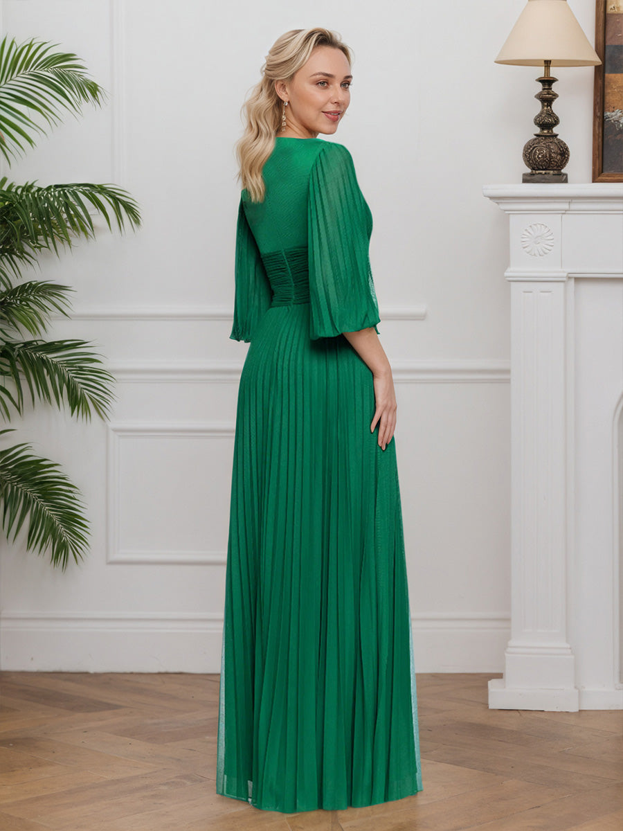 Cicinia Vert Robe pour Mère de la Mariée Longue en Chiffon Décolleté en V A-Line Robe de Soirée à Jupe Plissée