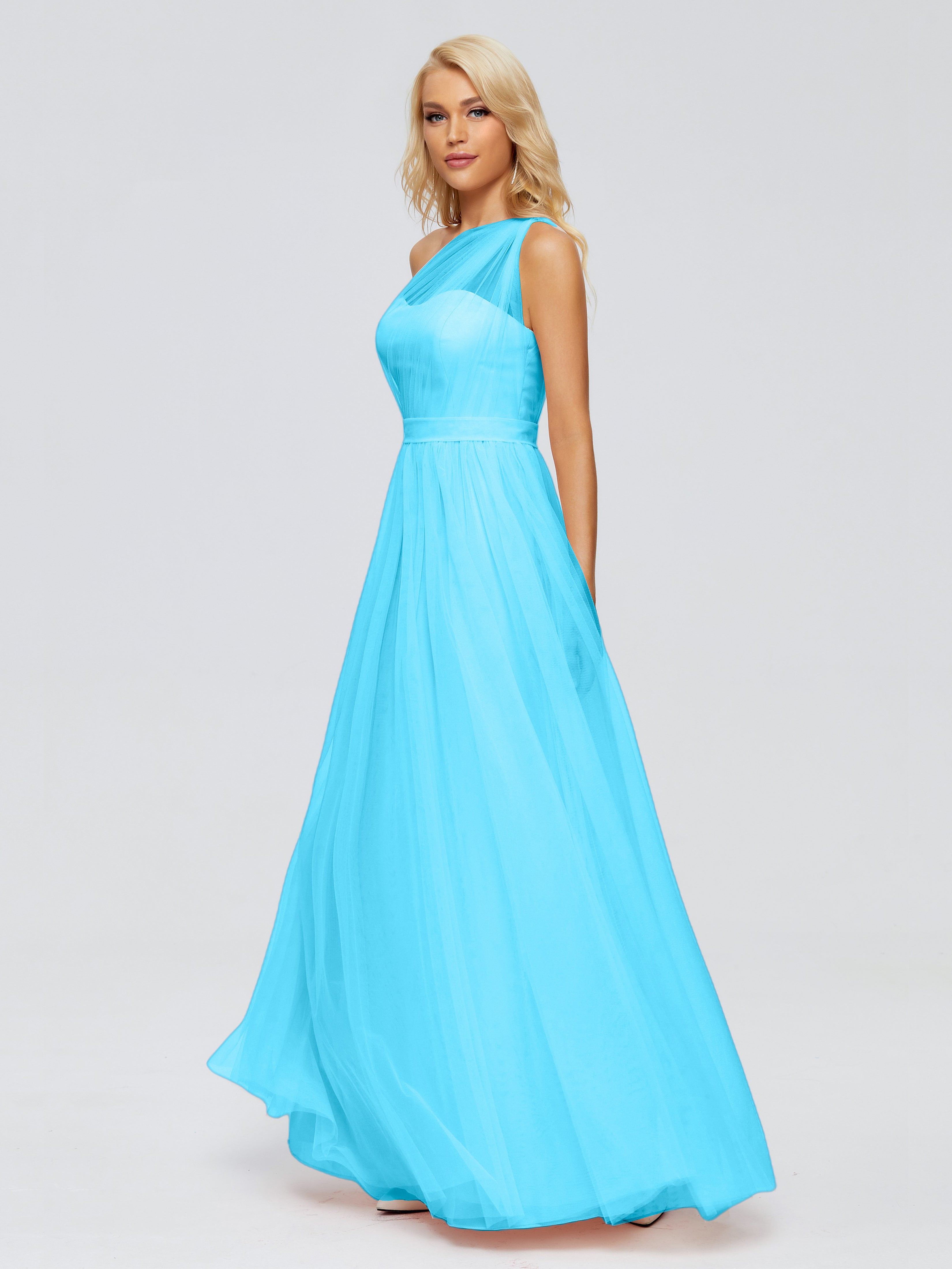 Robe De Demoiselle D'Honneur En Piscine A-ligne Seule-Épaule Ruban Mousseline Robes Demoiselle D'Honneur
