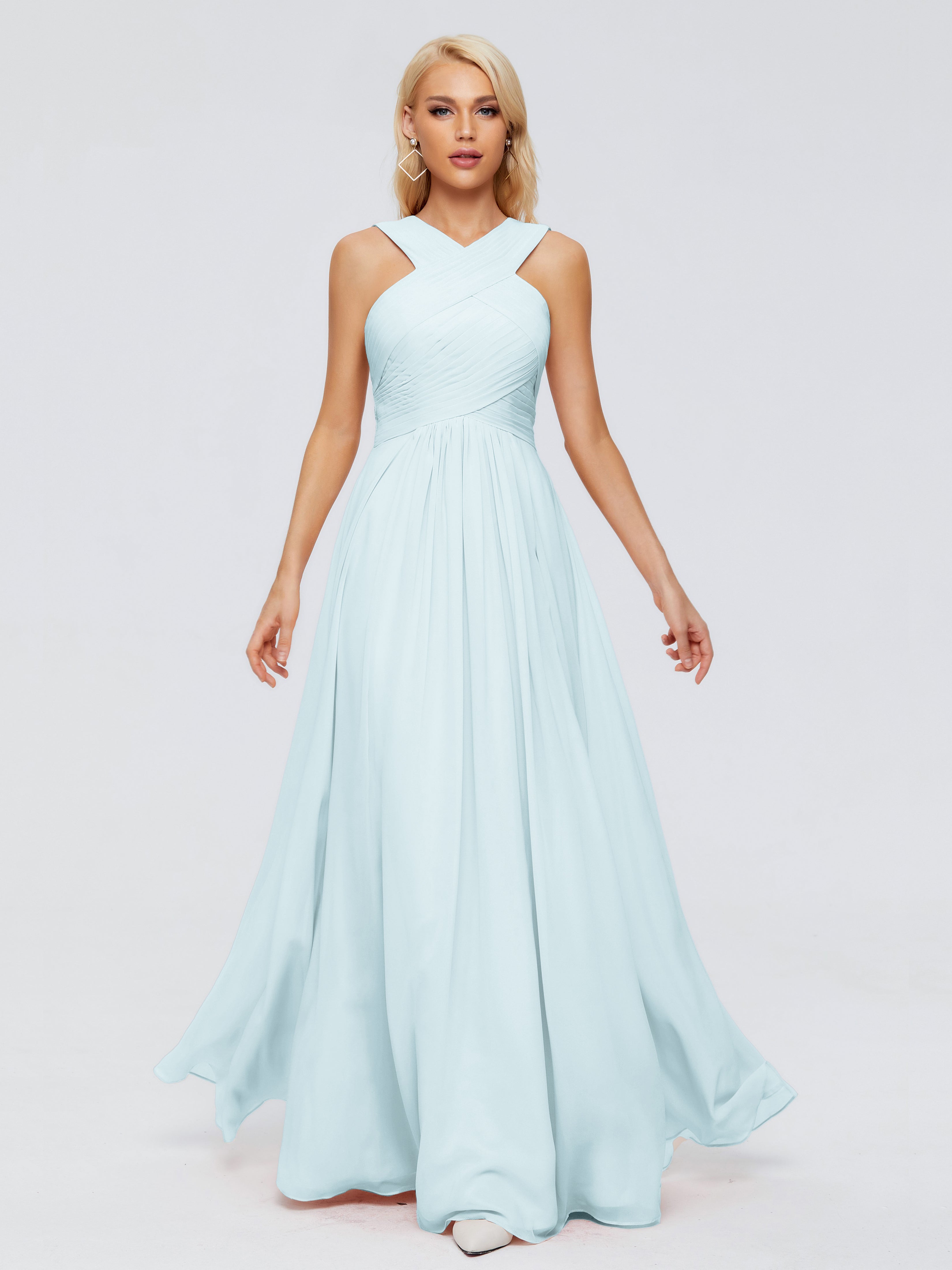 Robe De Demoiselle D'Honneur Brume Trapèze Bretelle Mousseline Robes Demoiselle D'Honneur