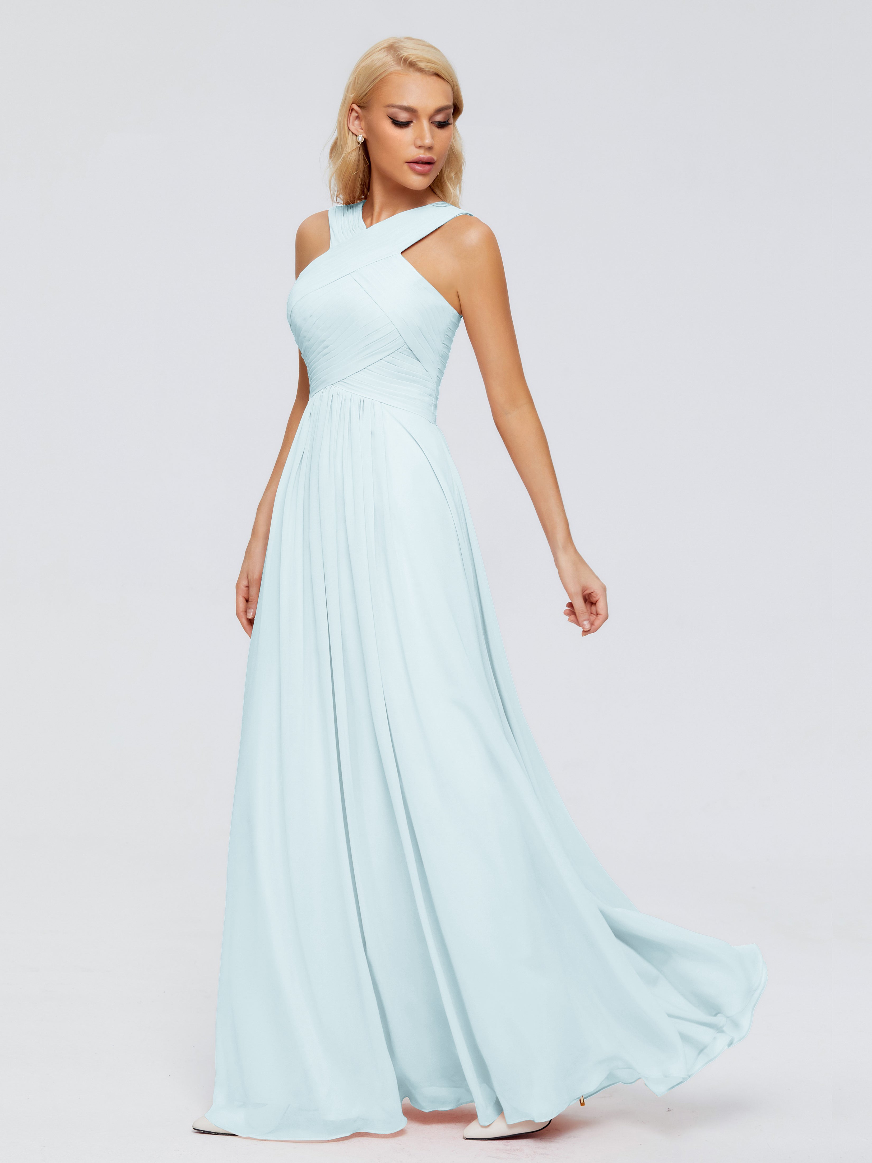 Robe De Demoiselle D'Honneur Brume Trapèze Bretelle Mousseline Robes Demoiselle D'Honneur