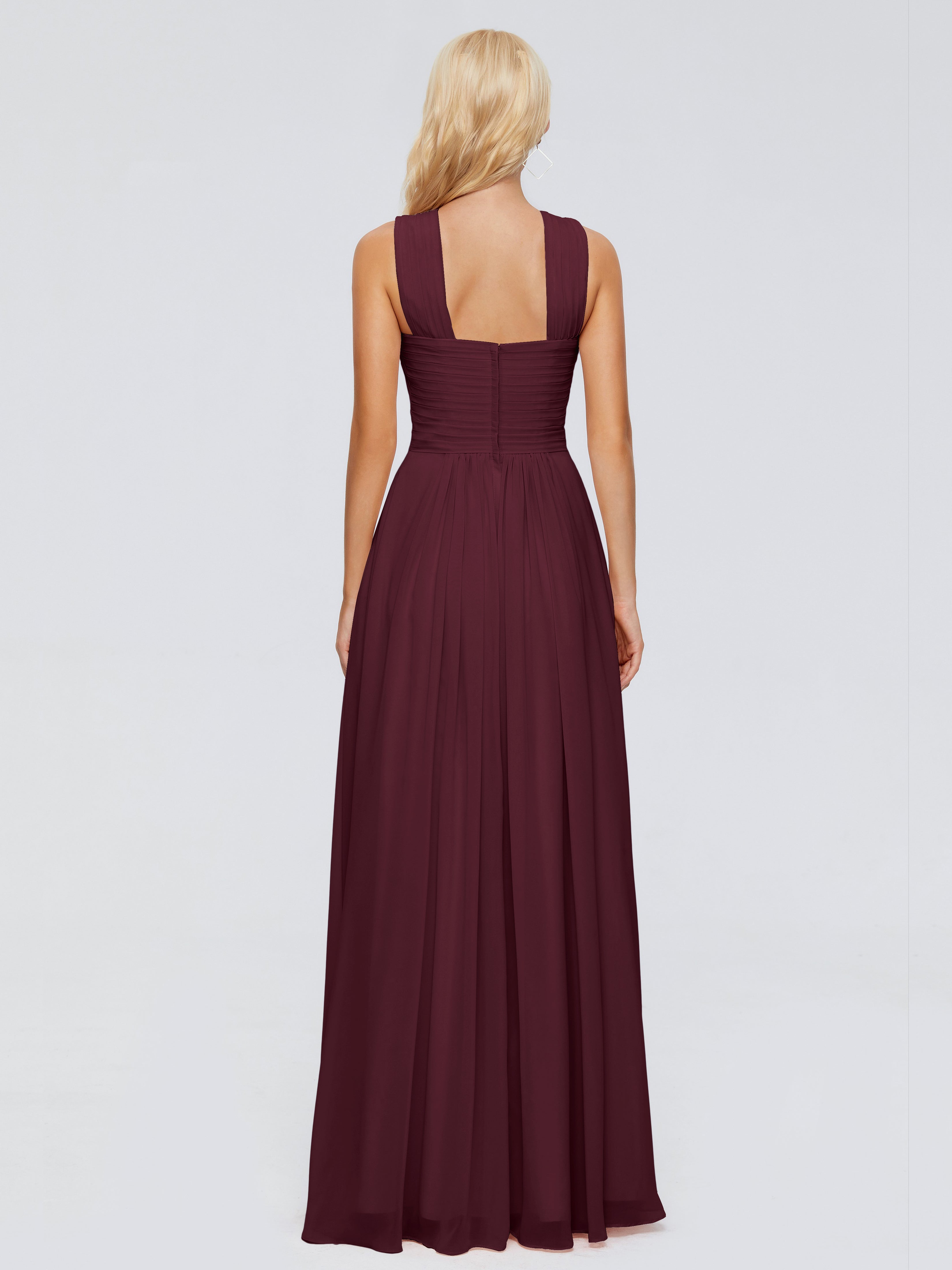 Robes De Demoiselle D'Honneur Cabernet Trapèze Bretelle Mousseline Robes Demoiselle D'Honneur