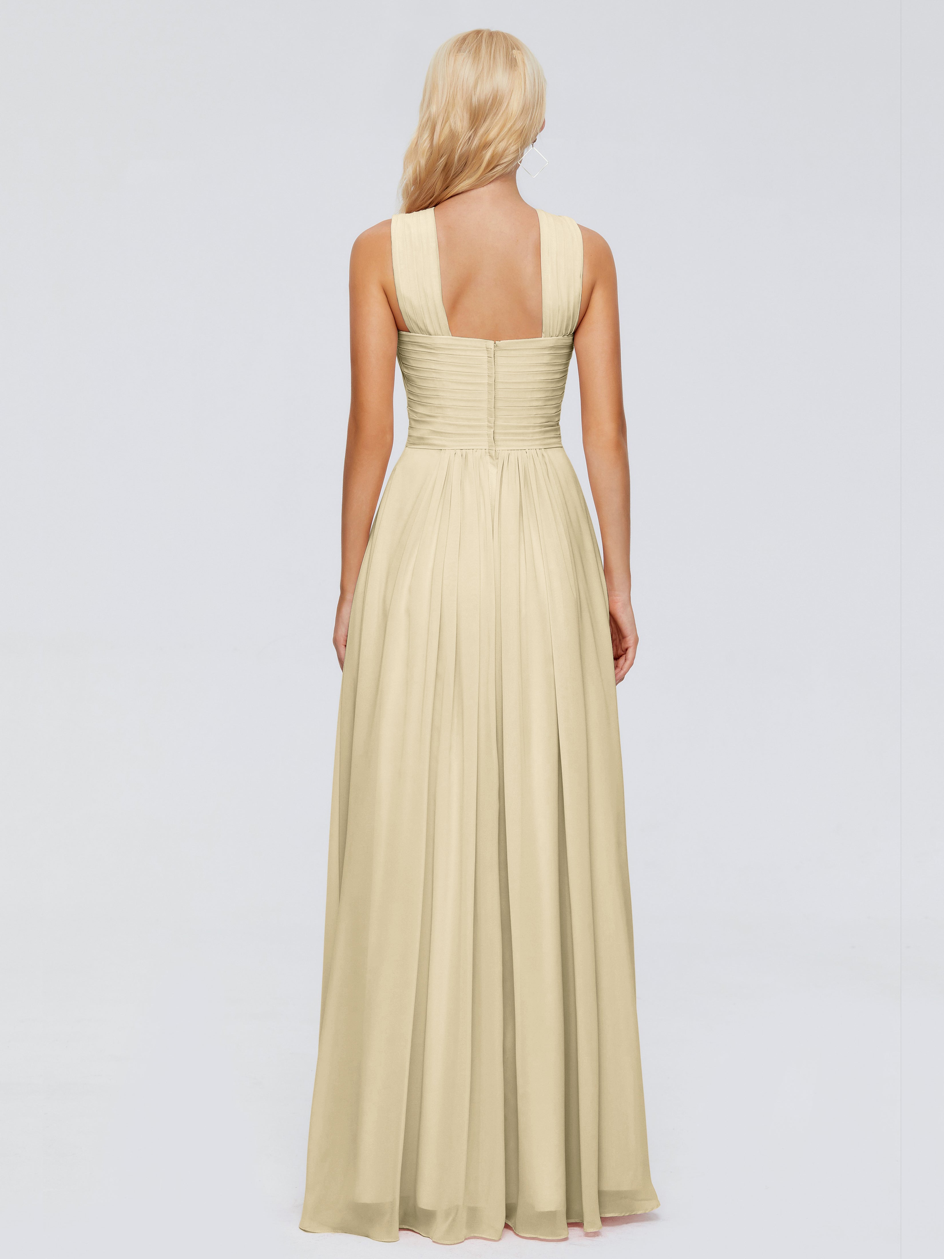 Robe Couleur Champagne Demoiselle D Honneur Trapèze Bretelle Mousseline Robes Demoiselle D'Honneur