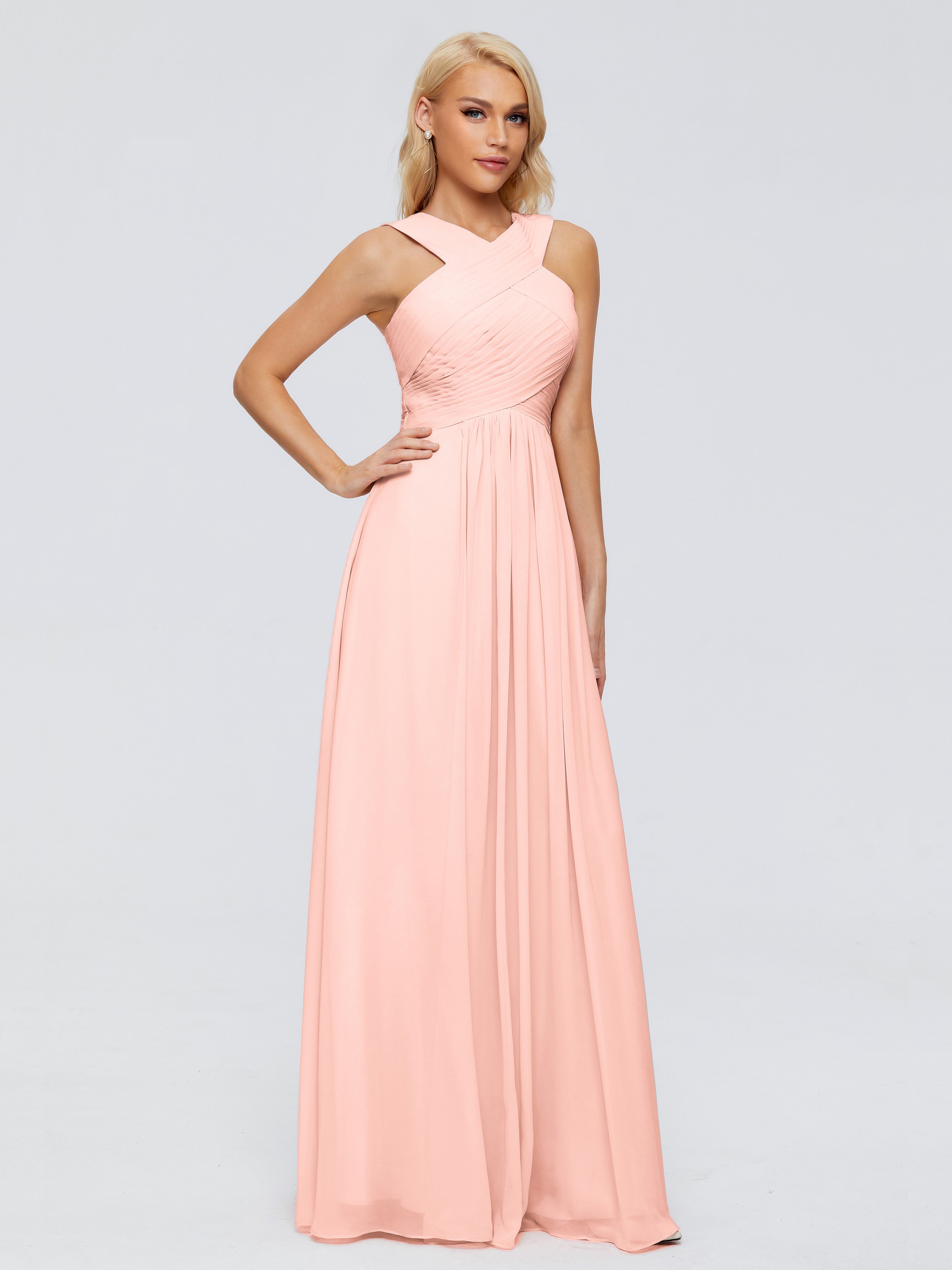 Robes Demoiselle D Honneur Corail Trapèze Bretelle Mousseline Robes Demoiselle D'Honneur