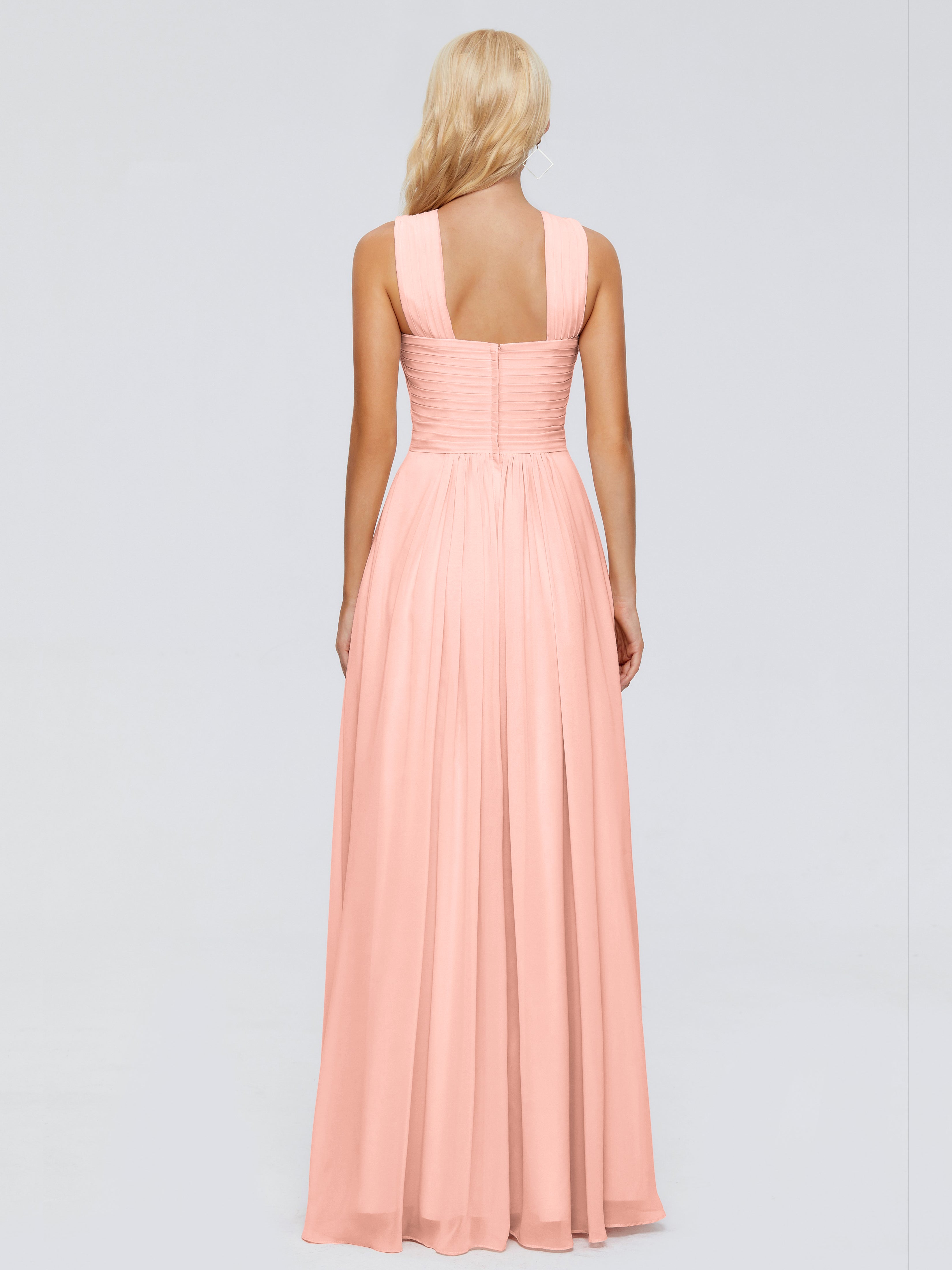 Robes Demoiselle D Honneur Corail Trapèze Bretelle Mousseline Robes Demoiselle D'Honneur