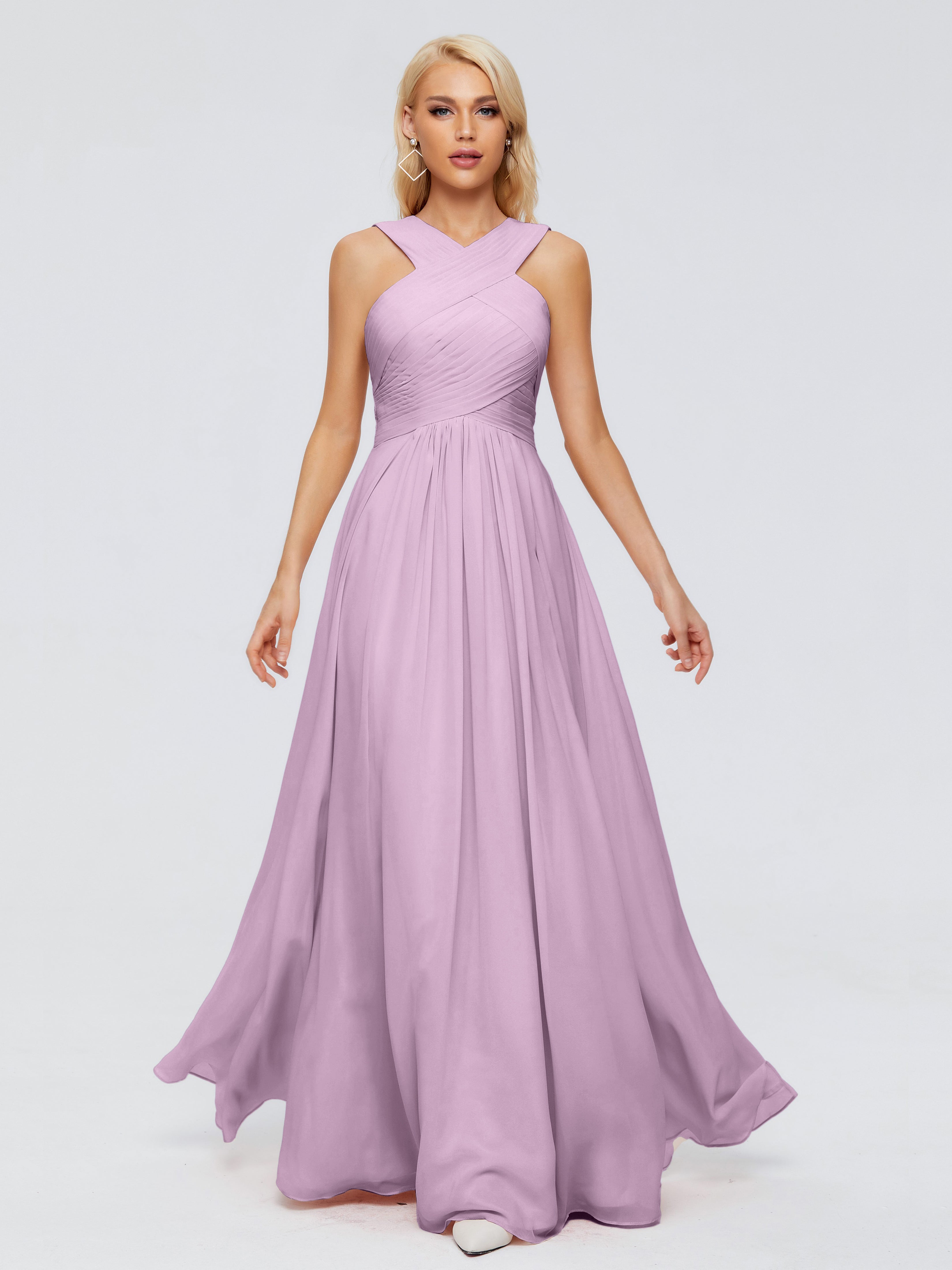 Robes De Demoiselle D'Honneur Glycine Trapèze Bretelle Mousseline Robes Demoiselle D'Honneur