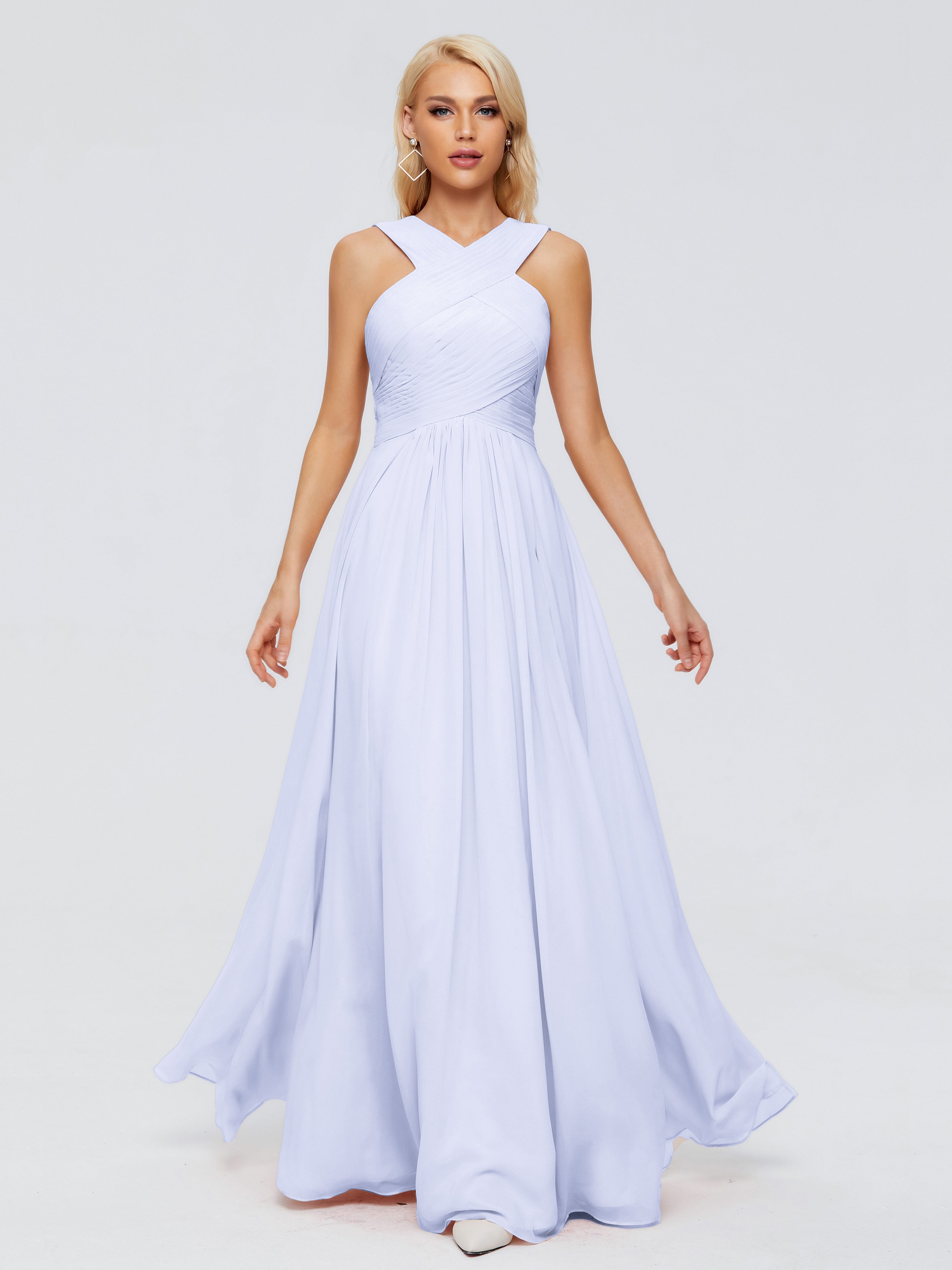 Robe Demoiselle D Honneur Couleur Lavande Trapèze Bretelle Mousseline Robes Demoiselle D'Honneur