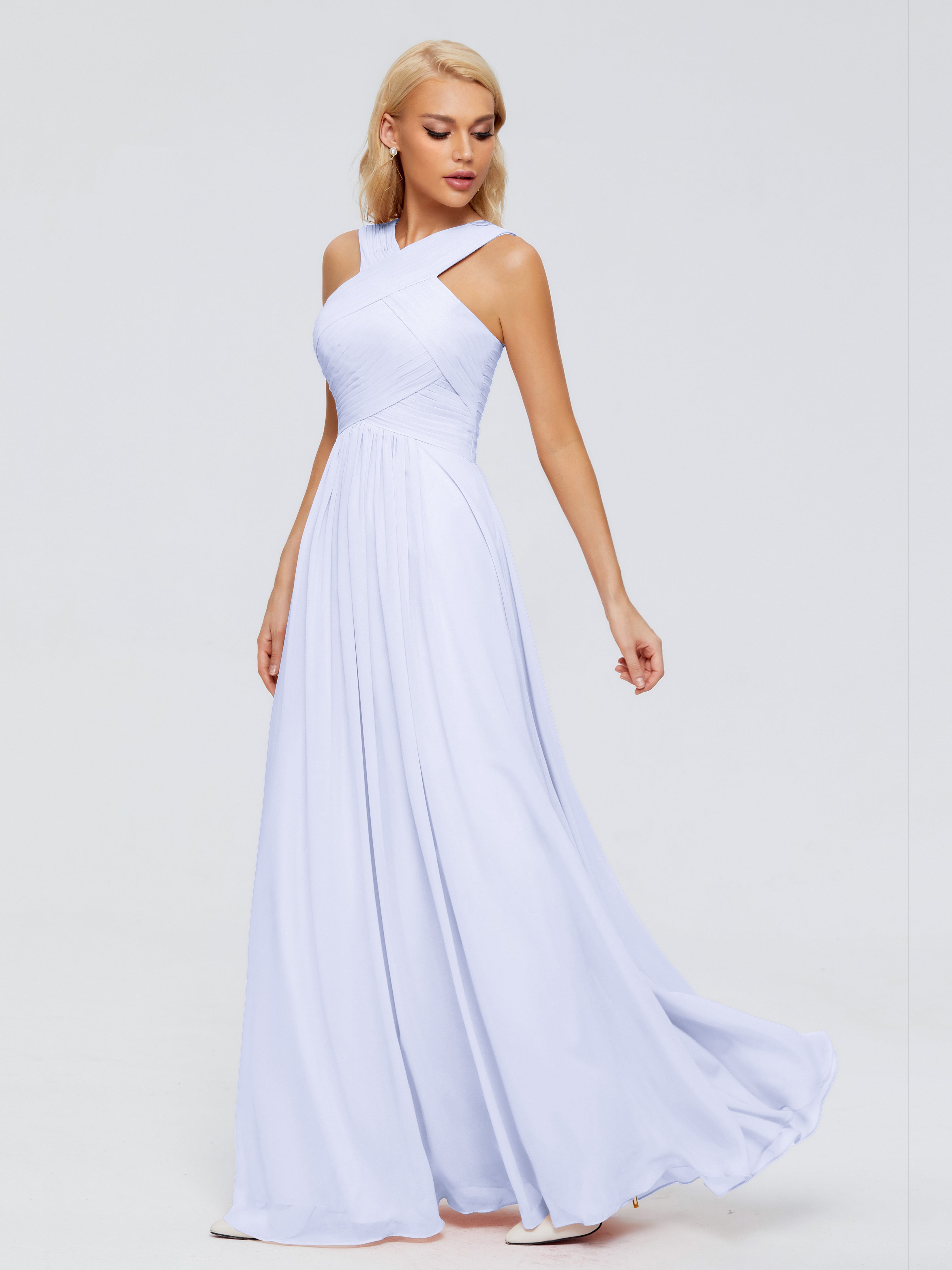 Robe Demoiselle D Honneur Couleur Lavande Trapèze Bretelle Mousseline Robes Demoiselle D'Honneur