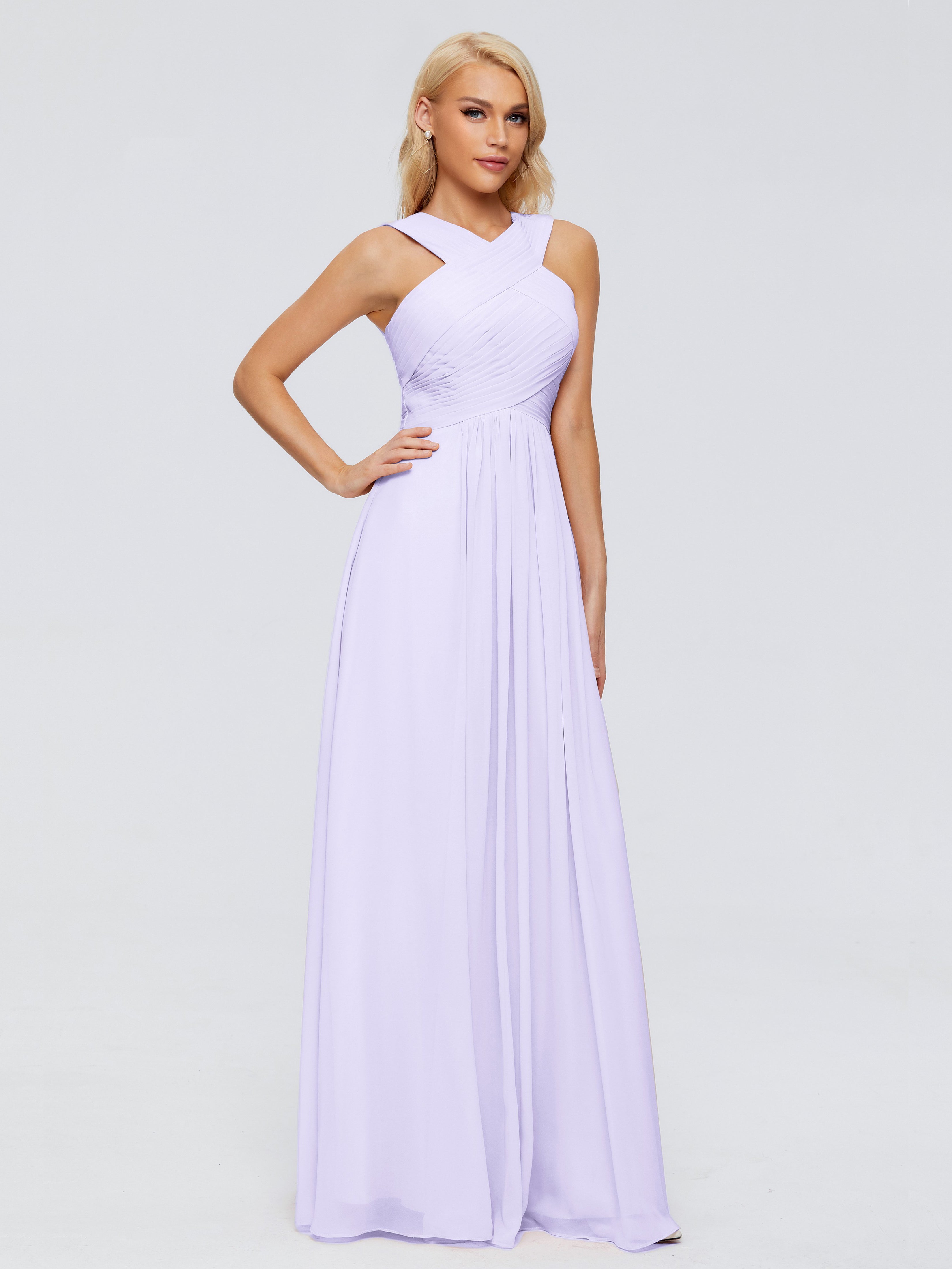 Robe Demoiselle Honneur Lilas Trapèze Bretelle Mousseline Robes Demoiselle D'Honneur