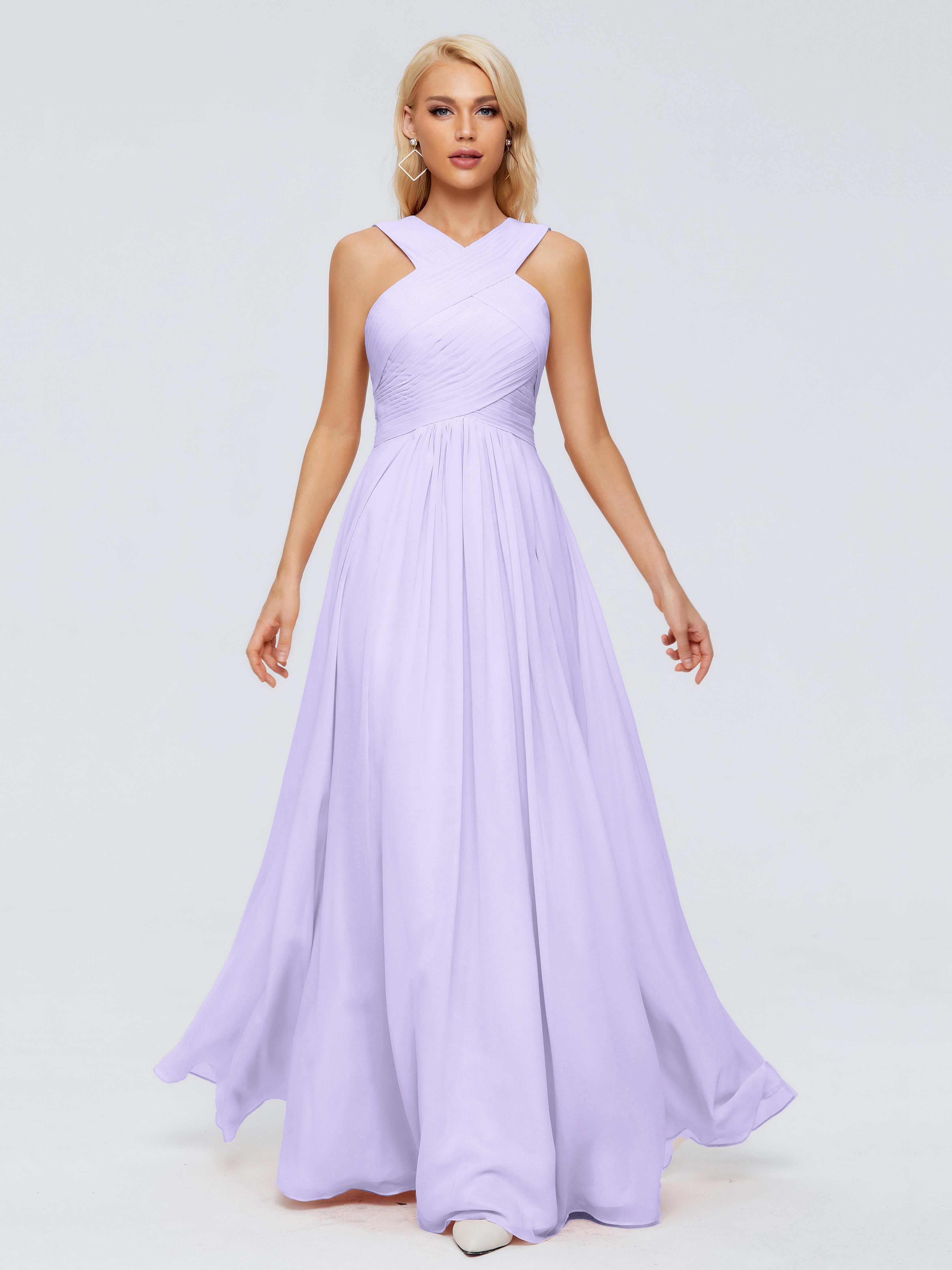 Robe Demoiselle Honneur Lilas Trapèze Bretelle Mousseline Robes Demoiselle D'Honneur