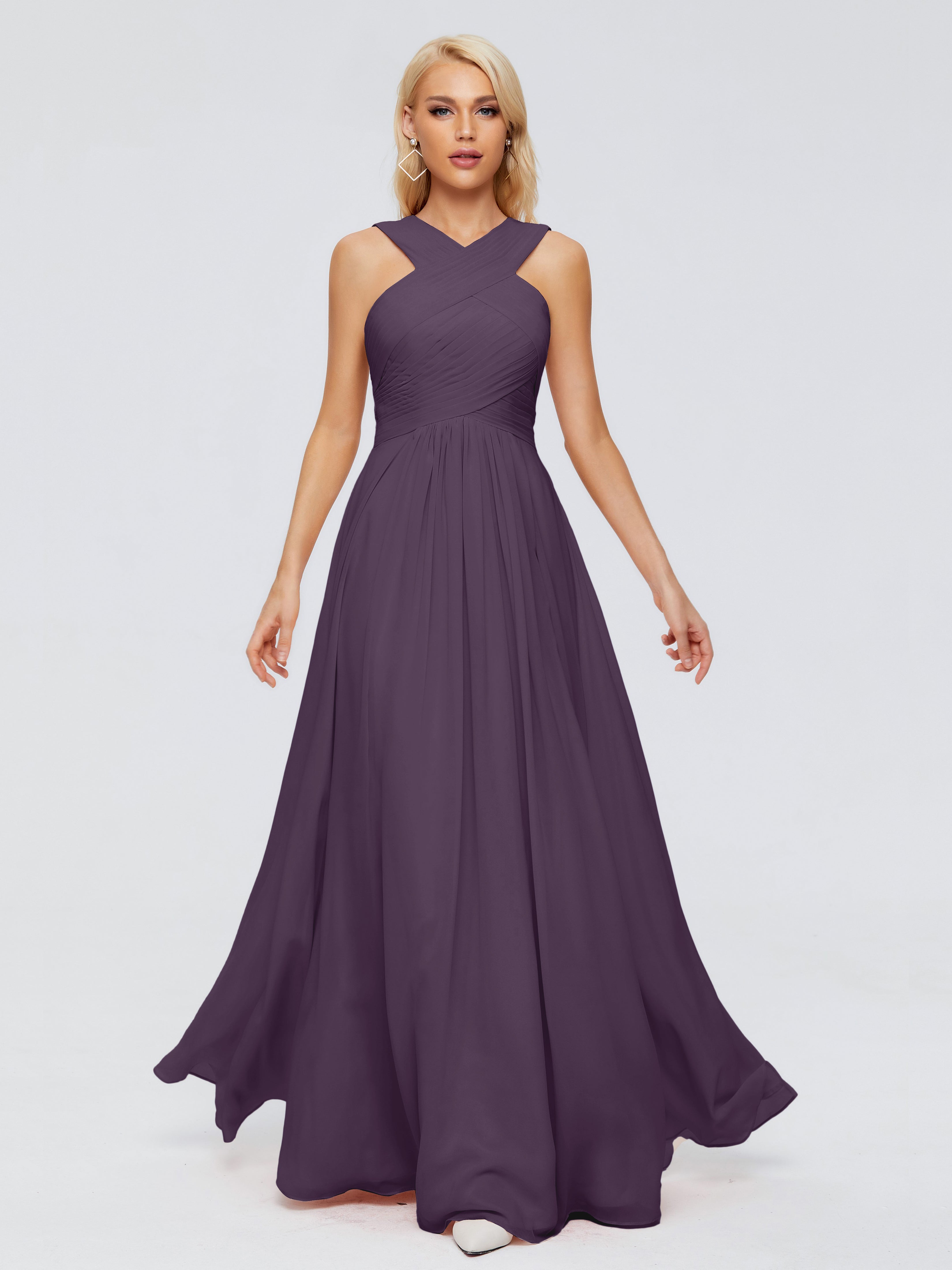 Robe Demoiselle D Honneur Plume Trapèze Bretelle Mousseline Robes Demoiselle D'Honneur