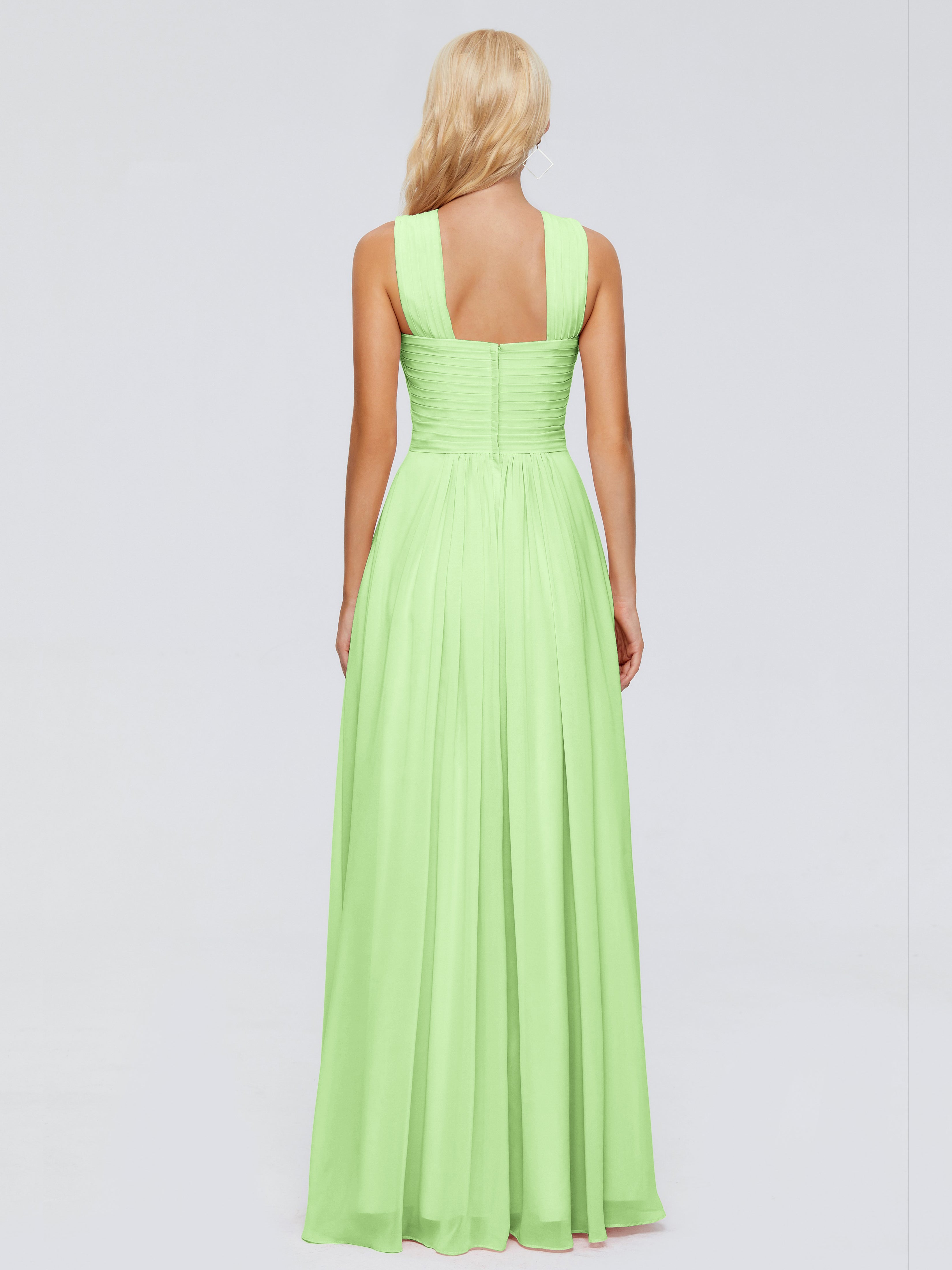 Robe Verte Sauge Demoiselle D Honneur Trapèze Bretelle Mousseline Robes Demoiselle D'Honneur