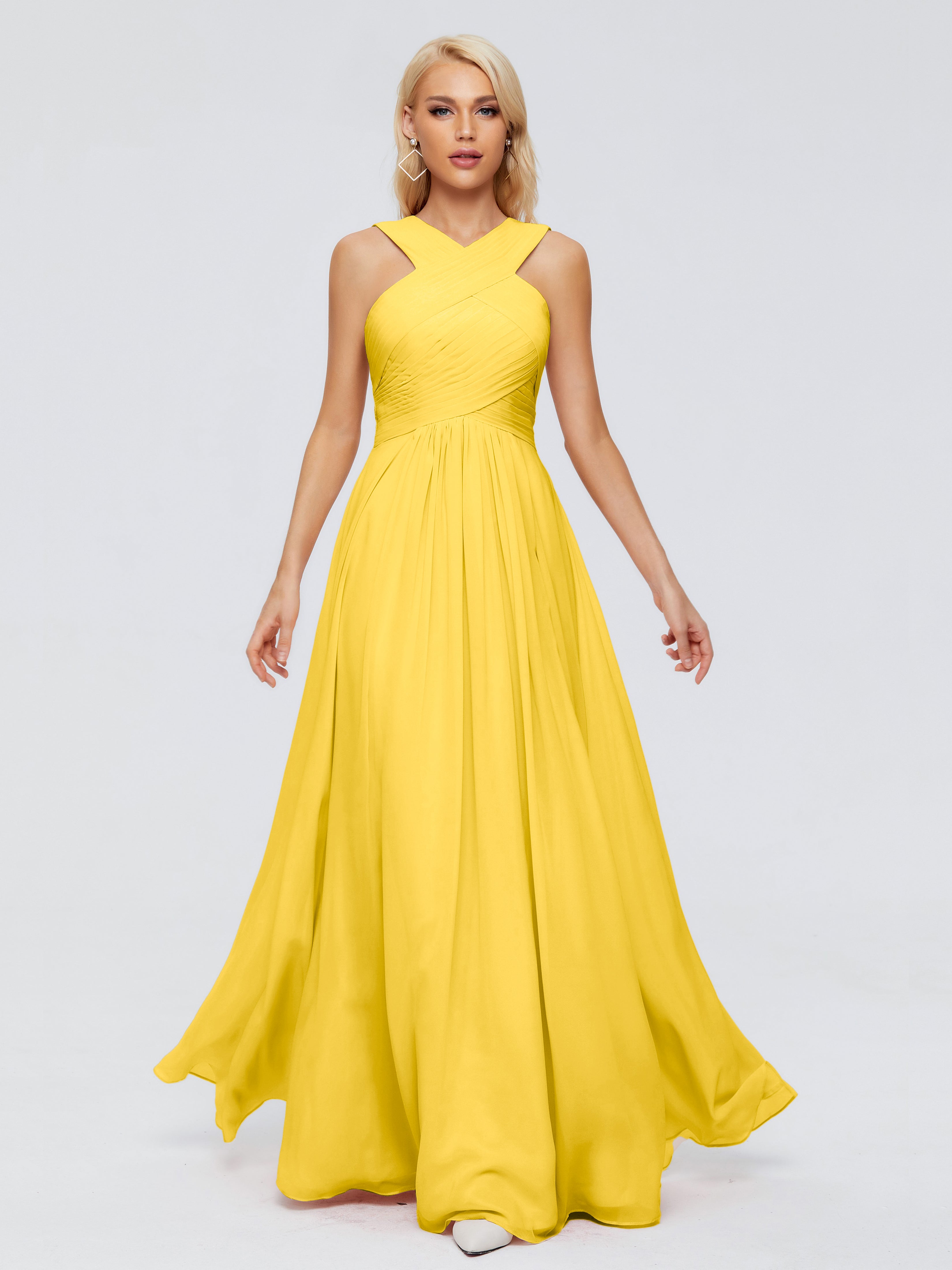 Robe De Demoiselle D'Honneur Souci Trapèze Bretelle Mousseline Robes Demoiselle D'Honneur