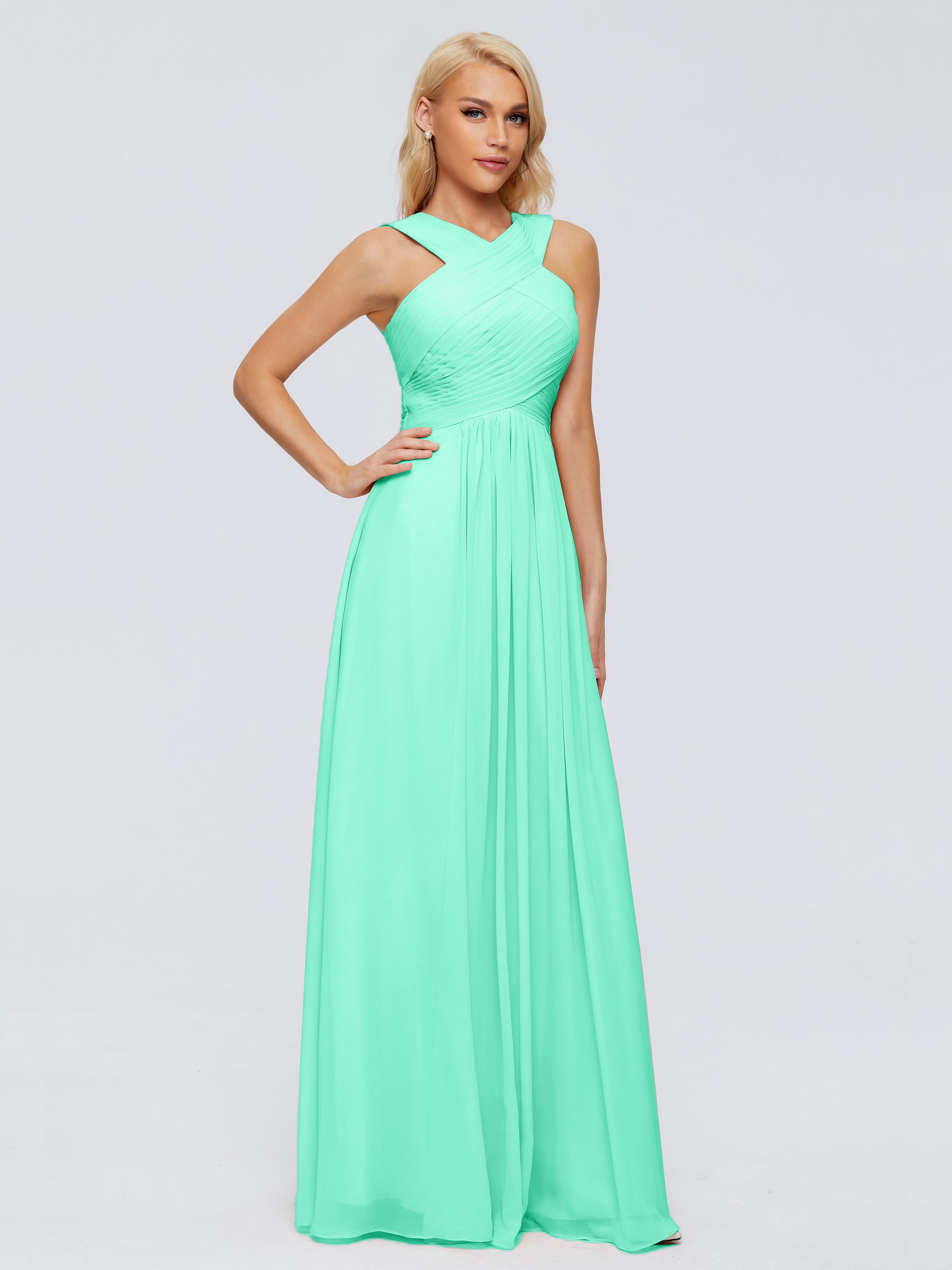 Demoiselle Dhonneur Robe Turquoise Trapèze Bretelle Mousseline Robes Demoiselle D'Honneur
