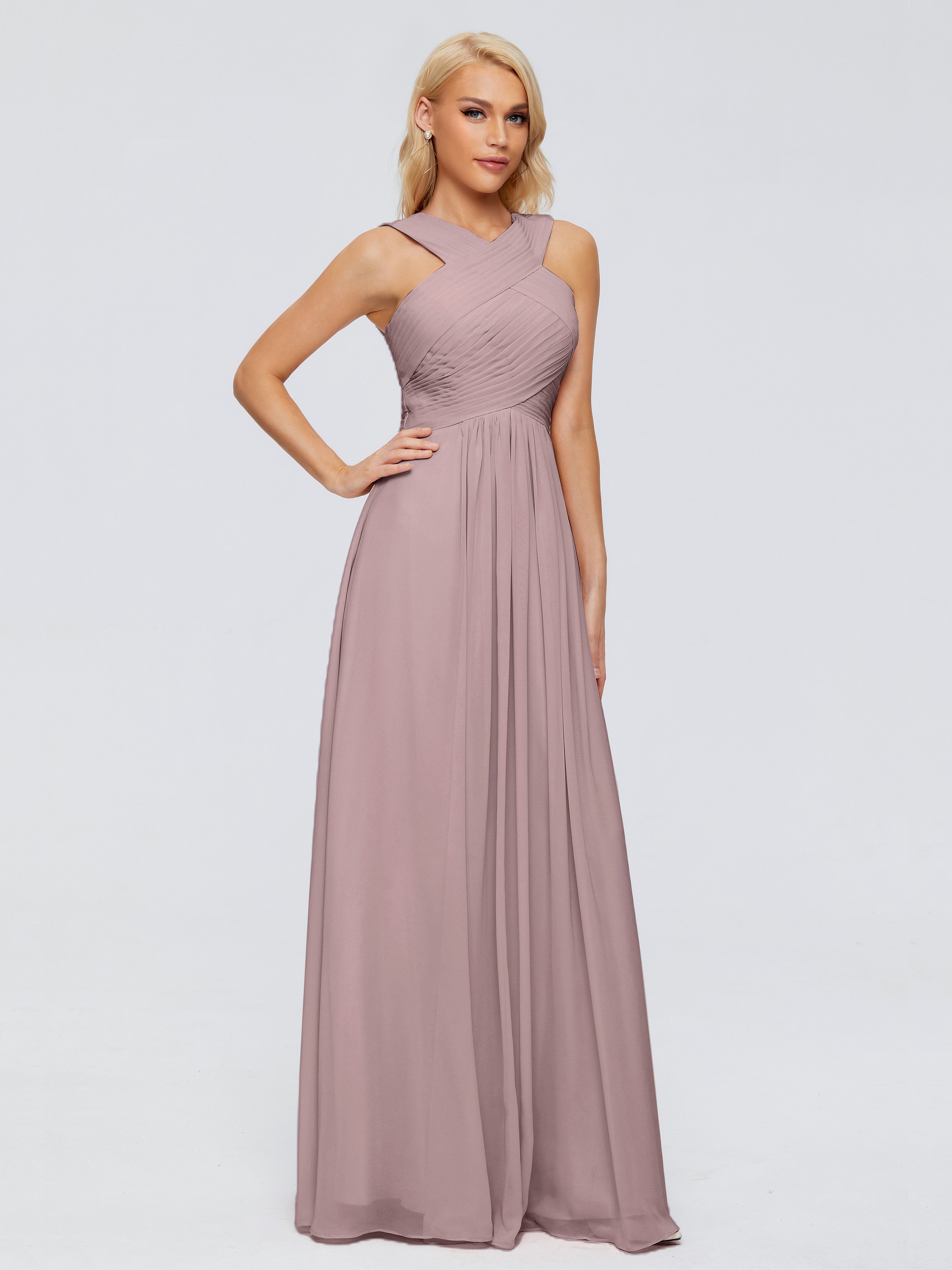 Robes De Demoiselle D'Honneur Mauve Foncé Trapèze Bretelle Mousseline Robes Demoiselle D'Honneur