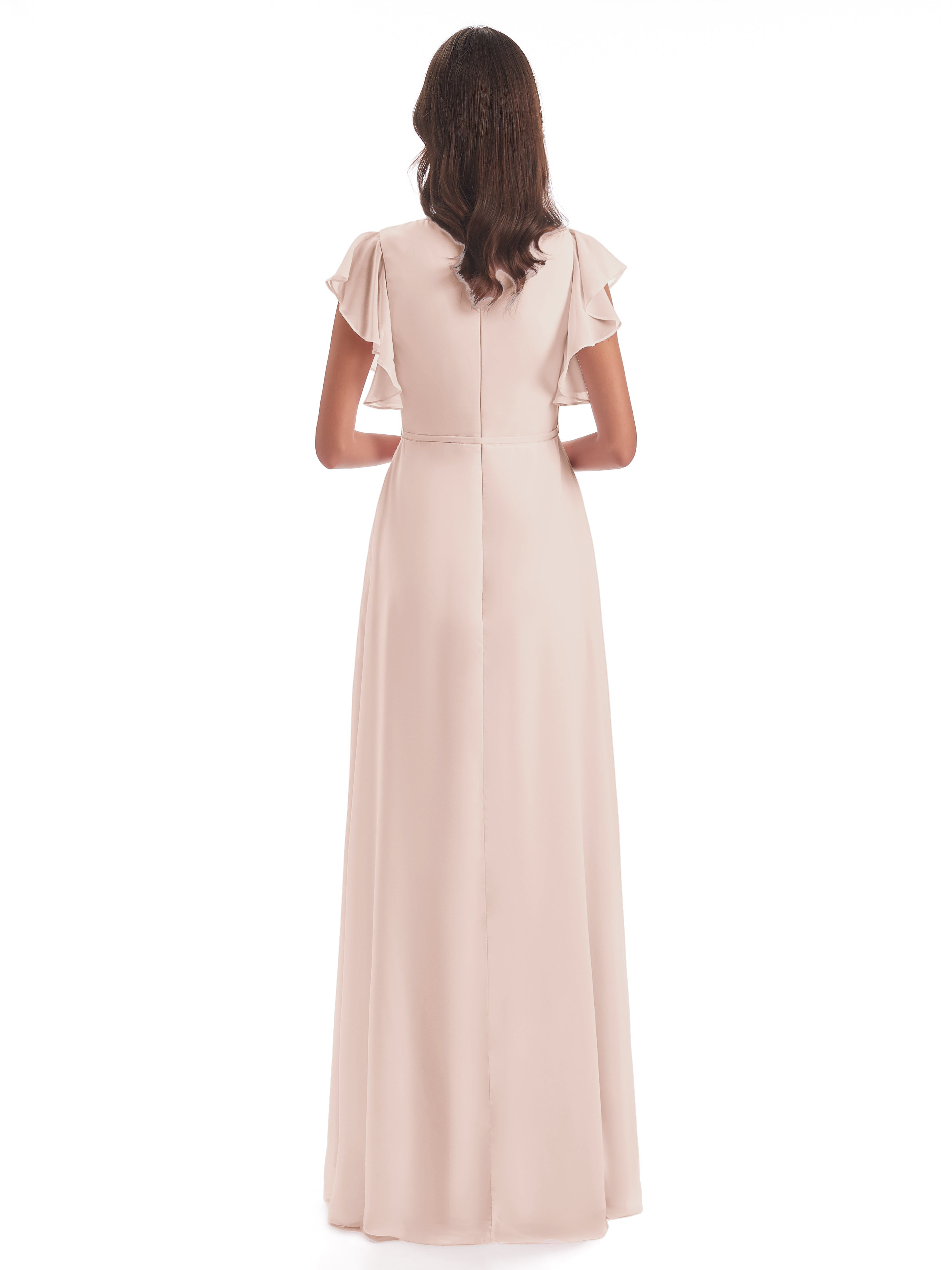 Robe Demoiselle D Honneur Rose Perle Fendue Devant Col V Robes Demoiselle D'Honneur