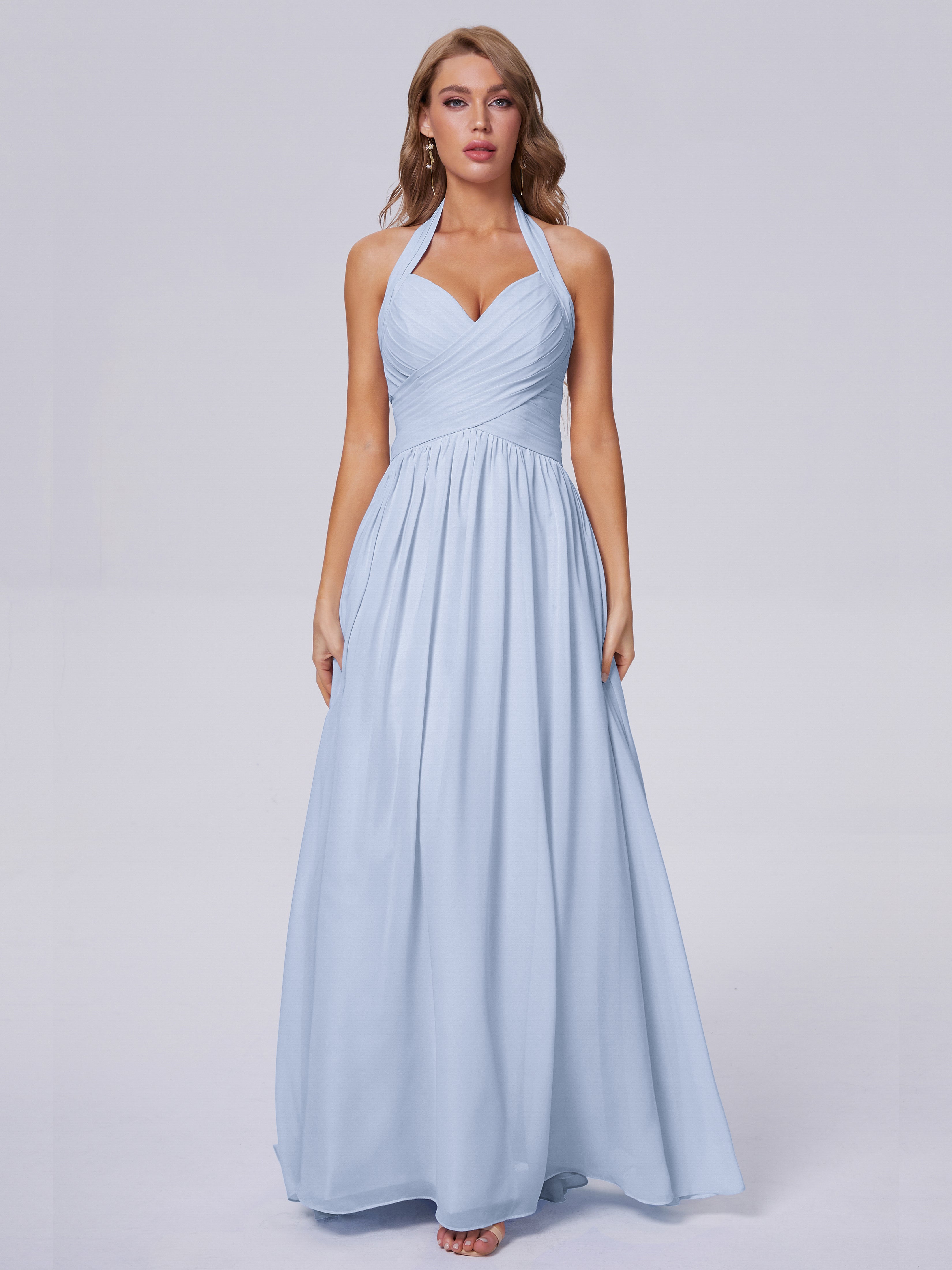 Demoiselle D Honneur Bleu Ciel Superbe Licou Mousseline Robes Demoiselle D'Honneur