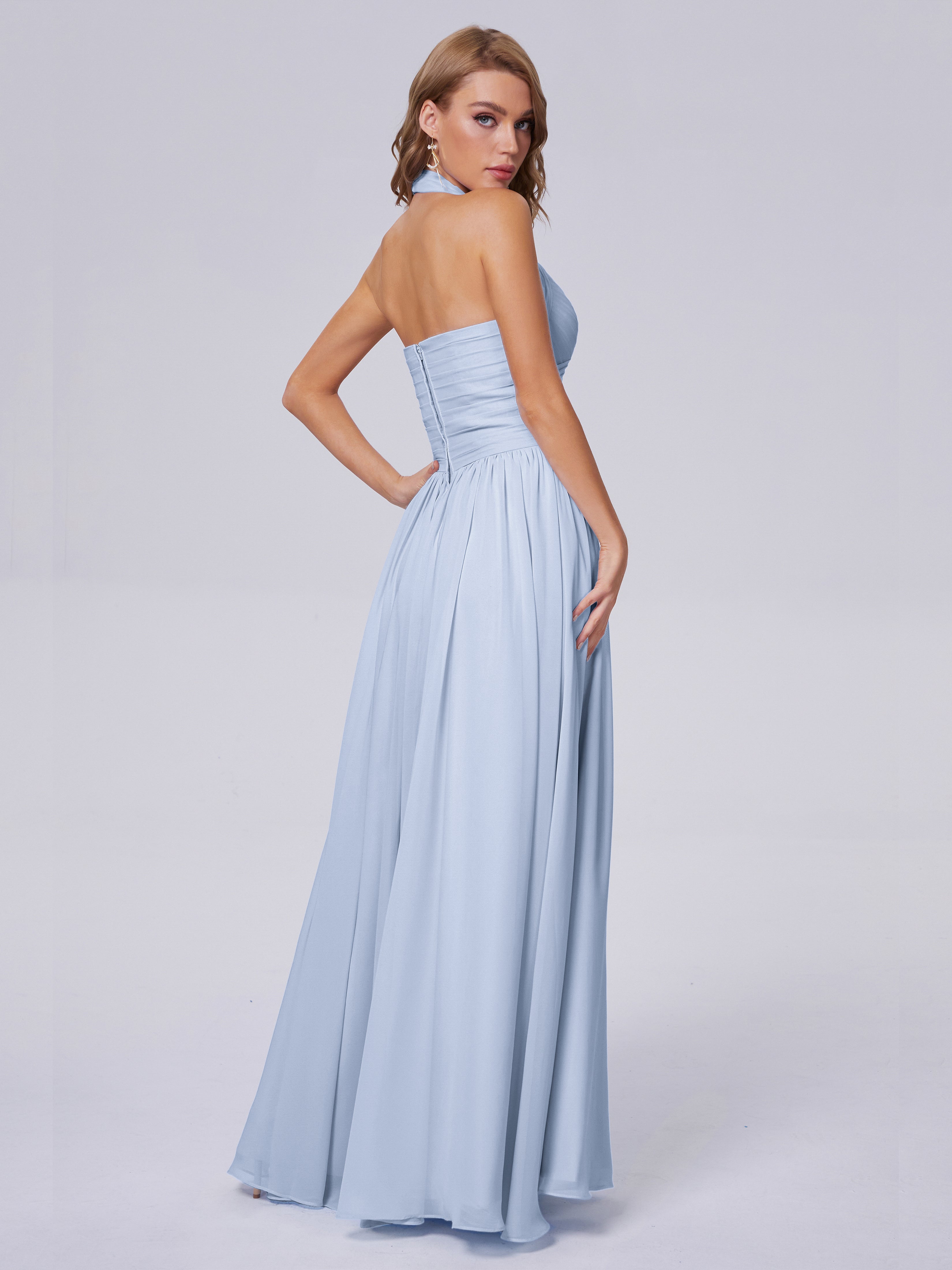 Demoiselle D Honneur Bleu Ciel Superbe Licou Mousseline Robes Demoiselle D'Honneur