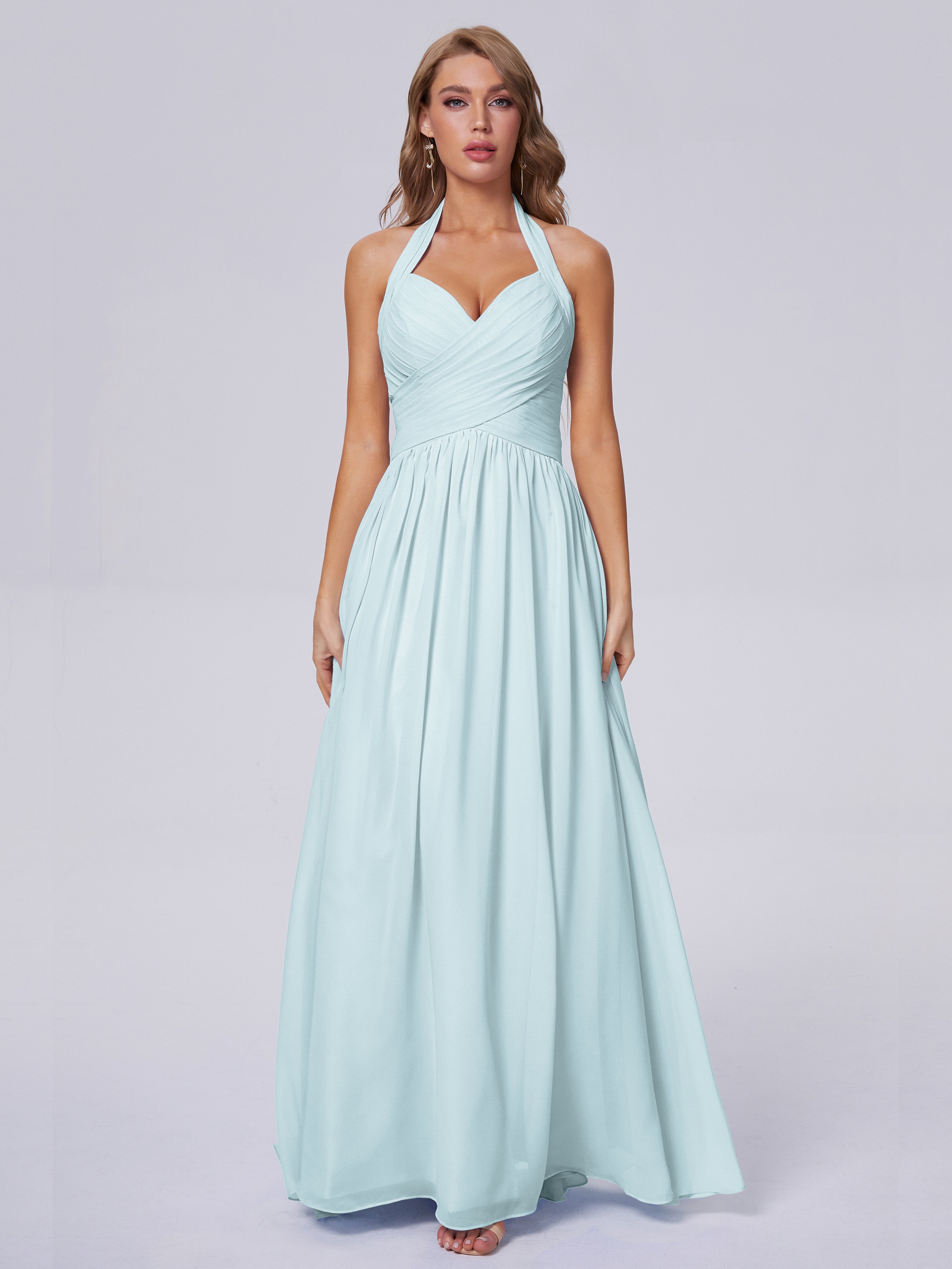 Robe De Demoiselle D'Honneur Brume Superbe Licou Mousseline Robes Demoiselle D'Honneur