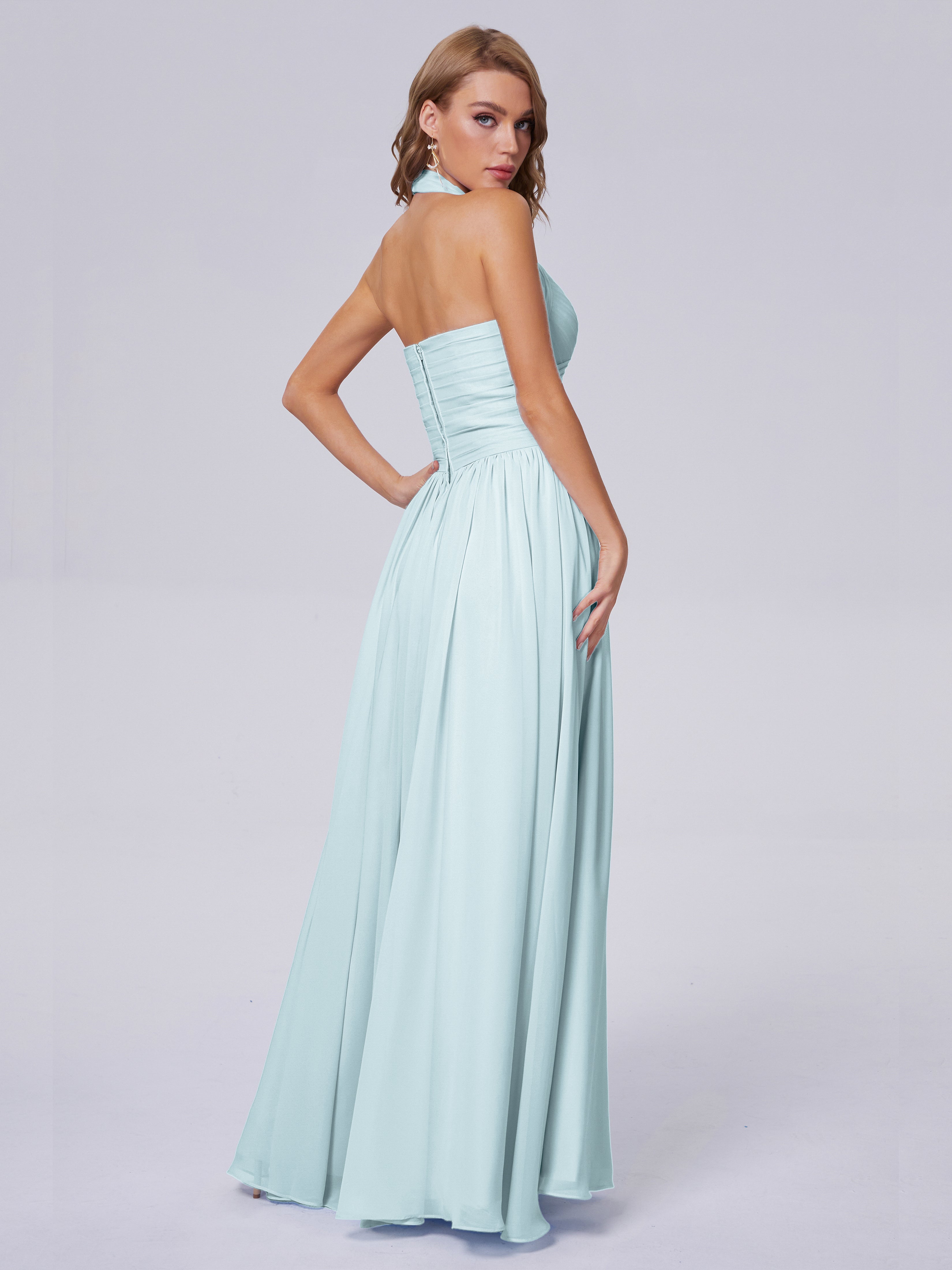Robe De Demoiselle D'Honneur Brume Superbe Licou Mousseline Robes Demoiselle D'Honneur