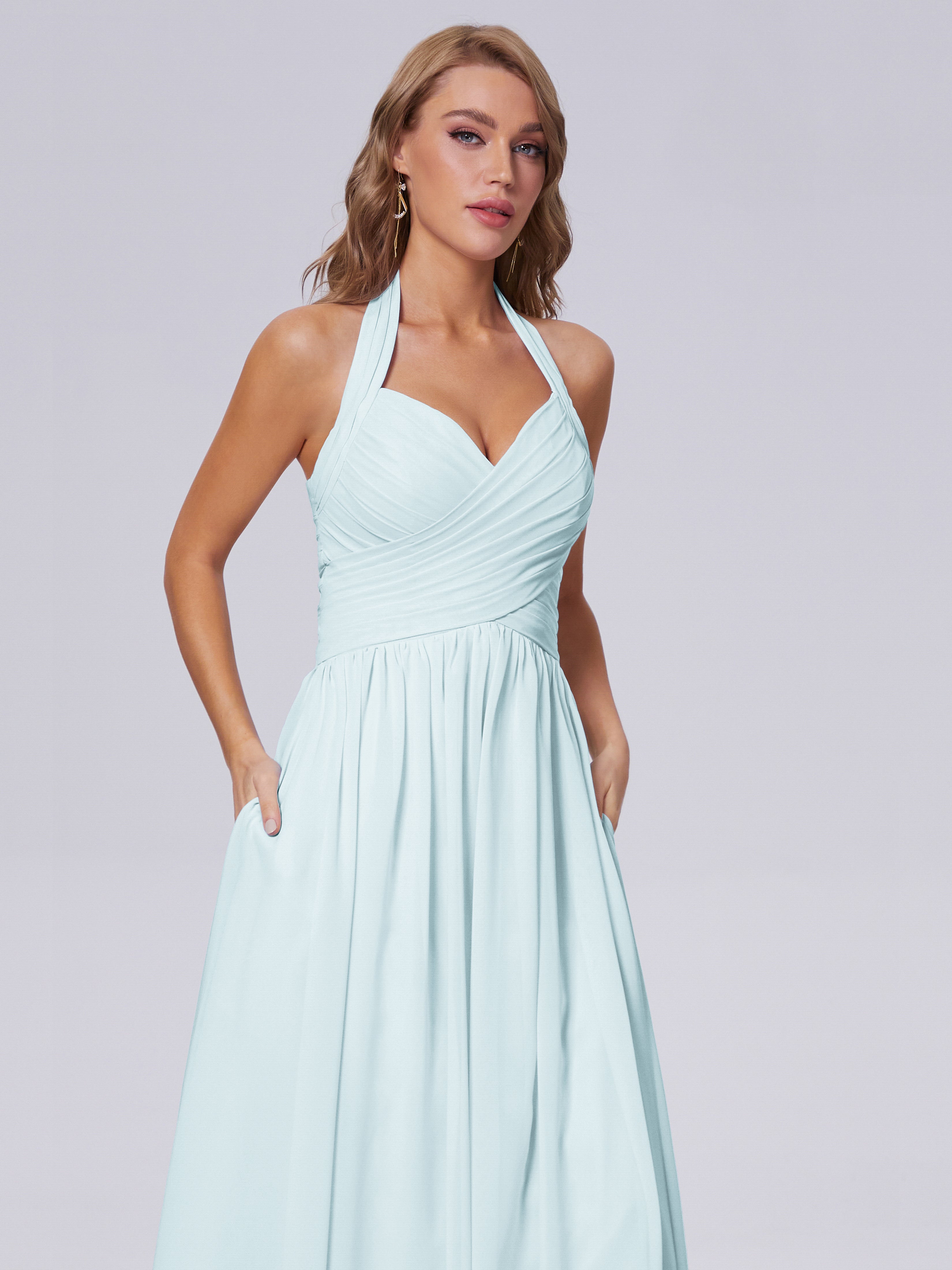 Robe De Demoiselle D'Honneur Brume Superbe Licou Mousseline Robes Demoiselle D'Honneur