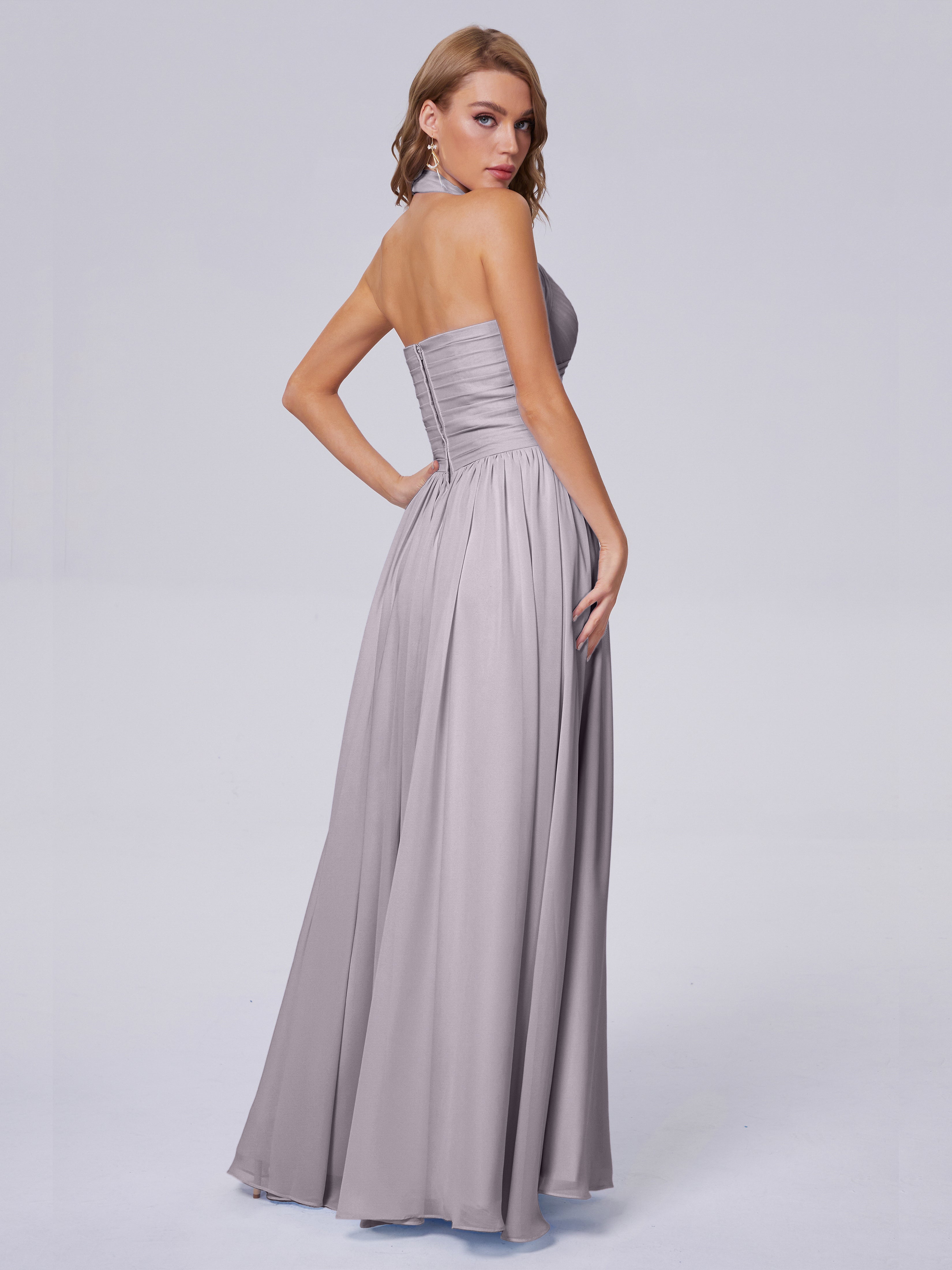 Robes De Demoiselle D'Honneur Couleur Crépuscule Superbe Licou Mousseline Robes Demoiselle D'Honneur