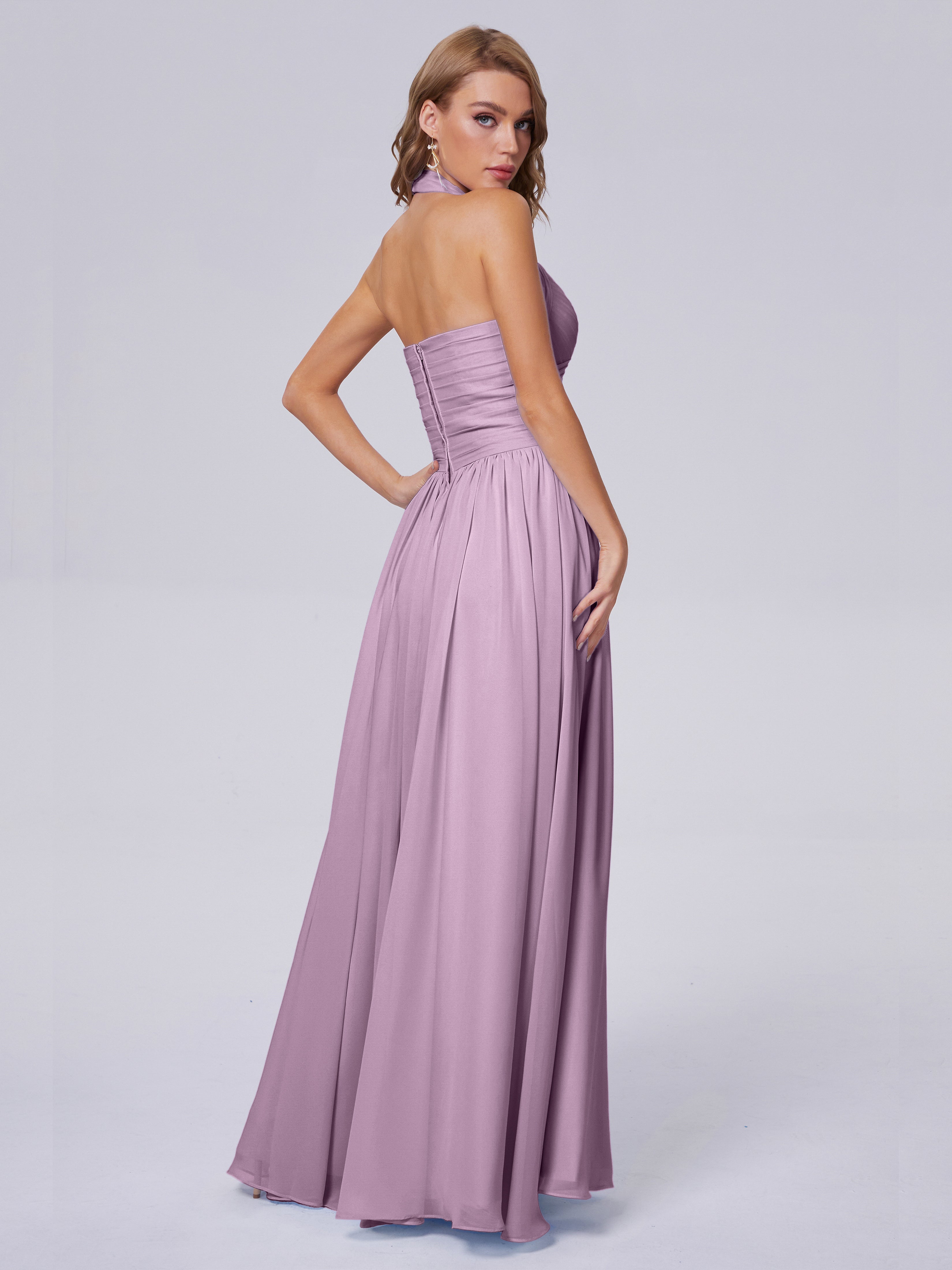 Robes De Demoiselle D'Honneur Glycine Superbe Licou Mousseline Robes Demoiselle D'Honneur