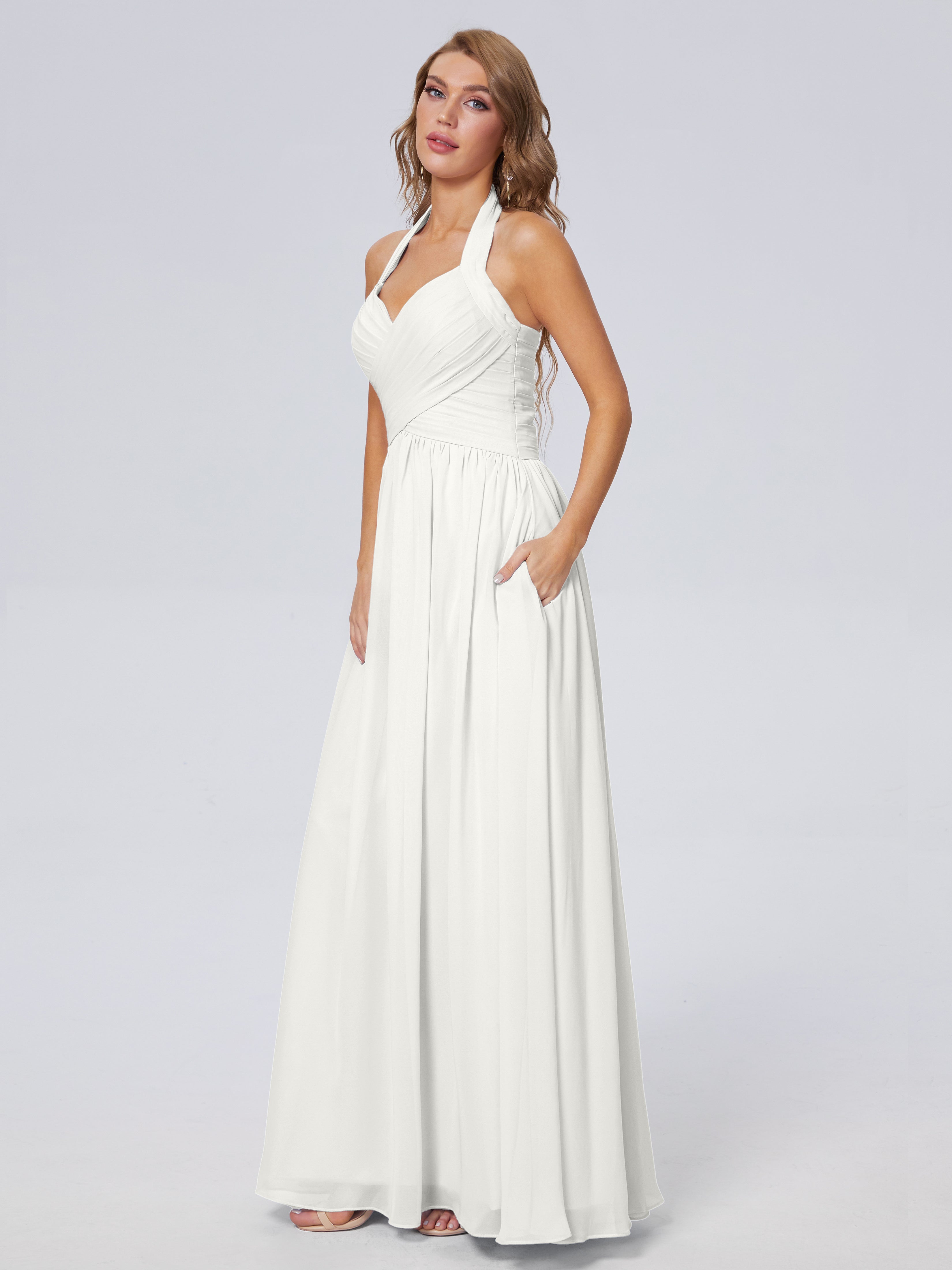 Robe De Demoiselle D Honneur Ivoire Superbe Licou Mousseline Robes Demoiselle D'Honneur