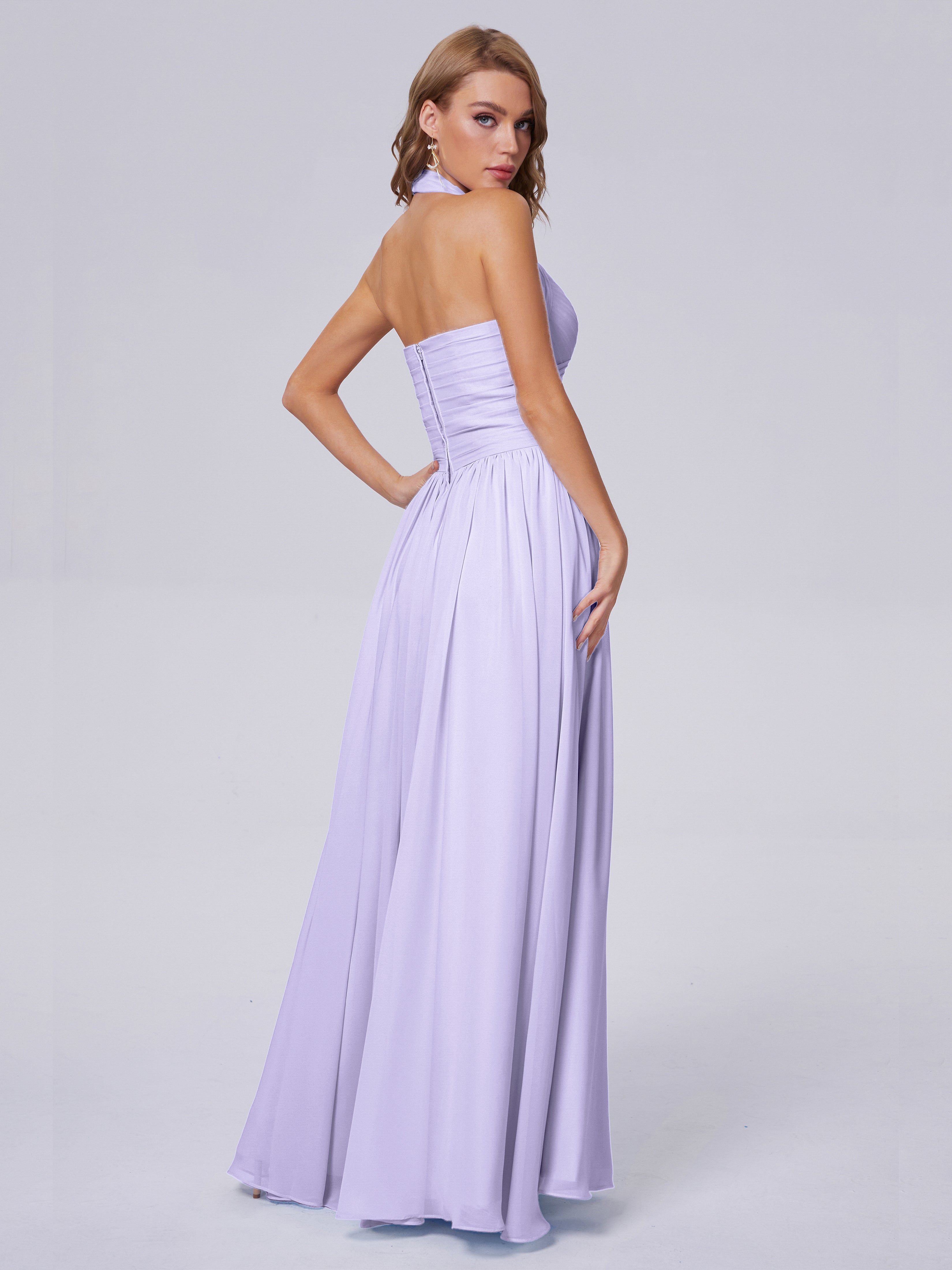 Robe Demoiselle D Honneur Couleur Lilas Superbe Licou Mousseline Robes Demoiselle D'Honneur
