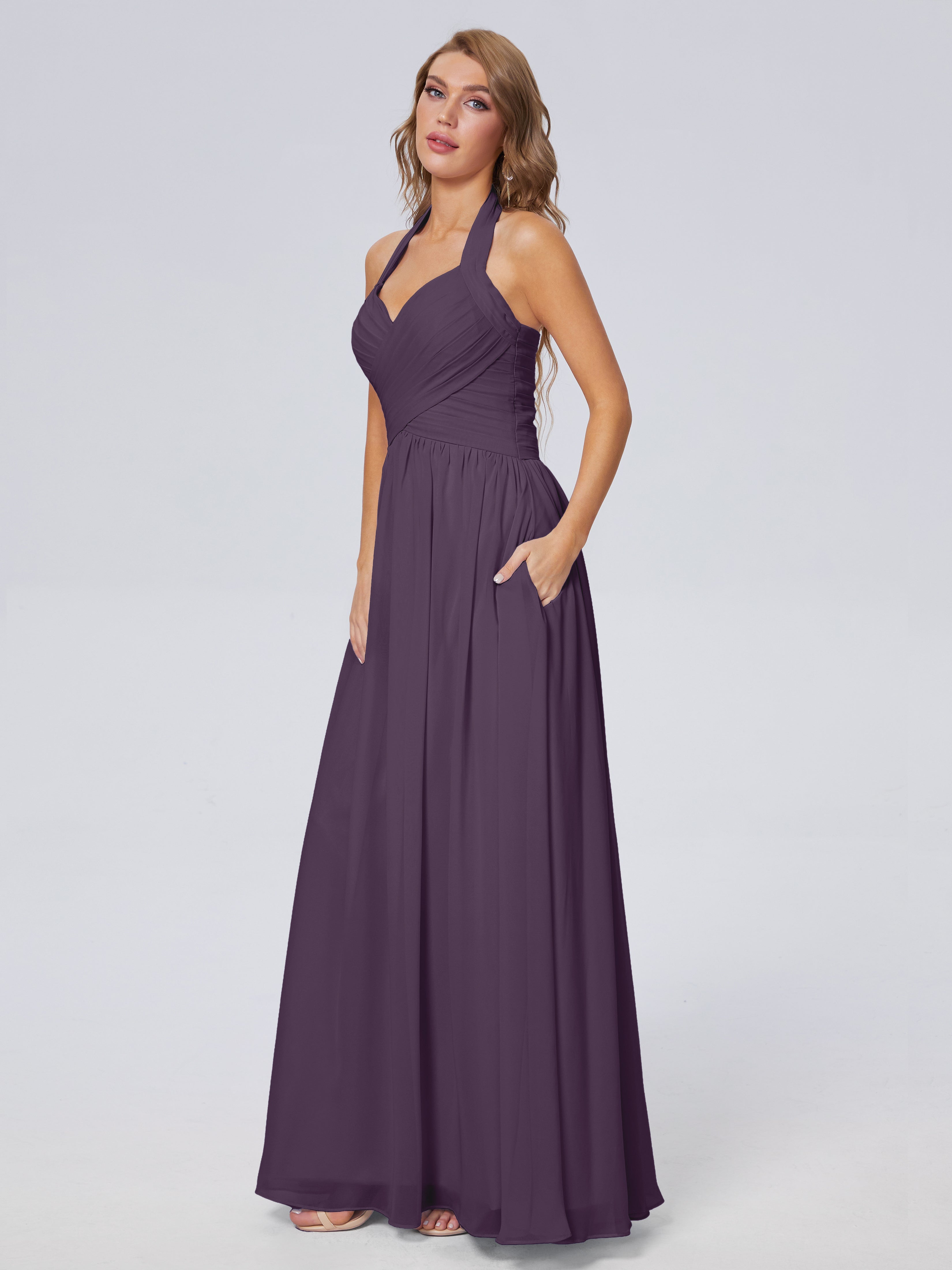 Robe Demoiselle D Honneur Plume Superbe Licou Mousseline Robes Demoiselle D'Honneur