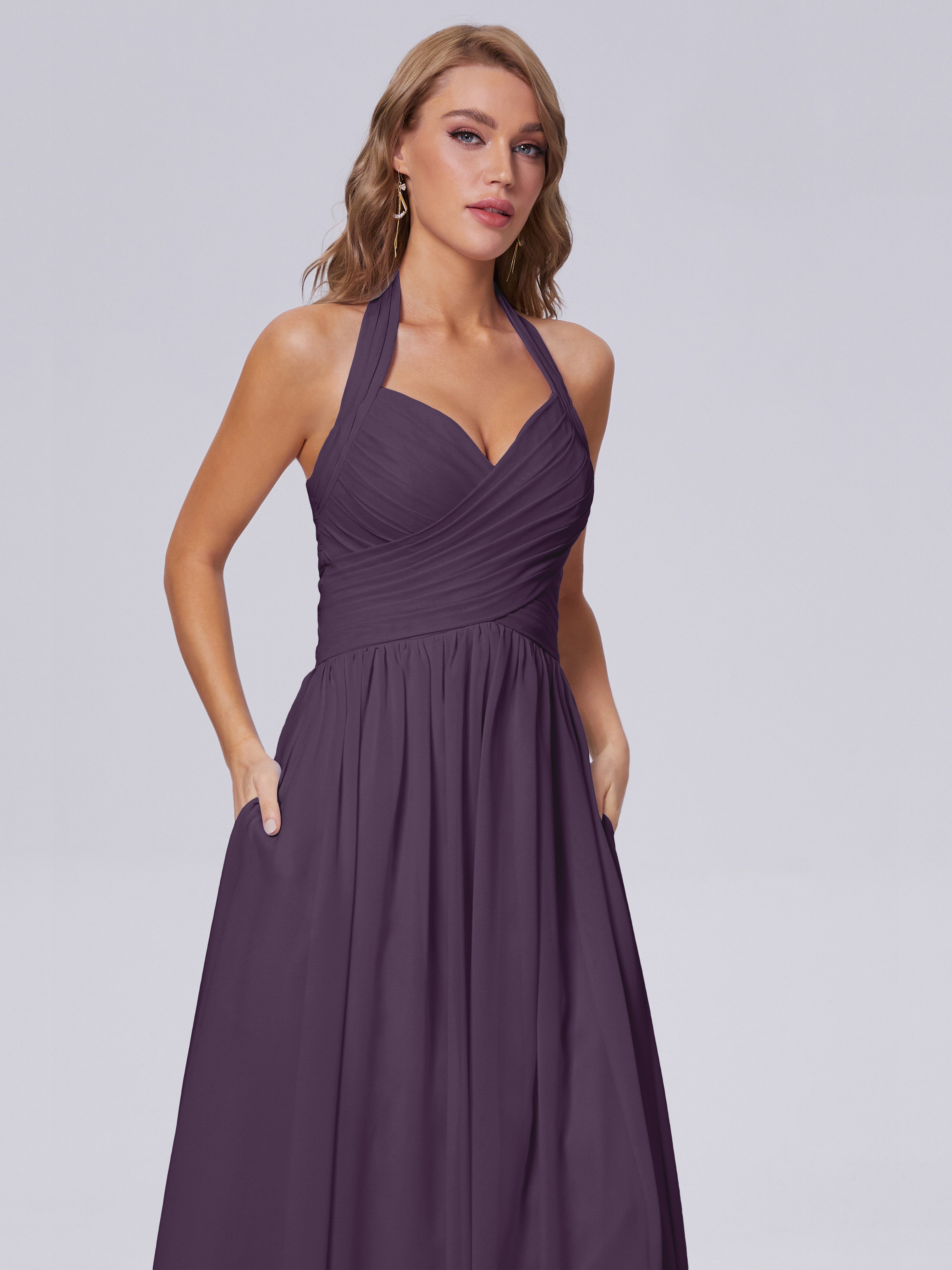 Robe Demoiselle D Honneur Plume Superbe Licou Mousseline Robes Demoiselle D'Honneur