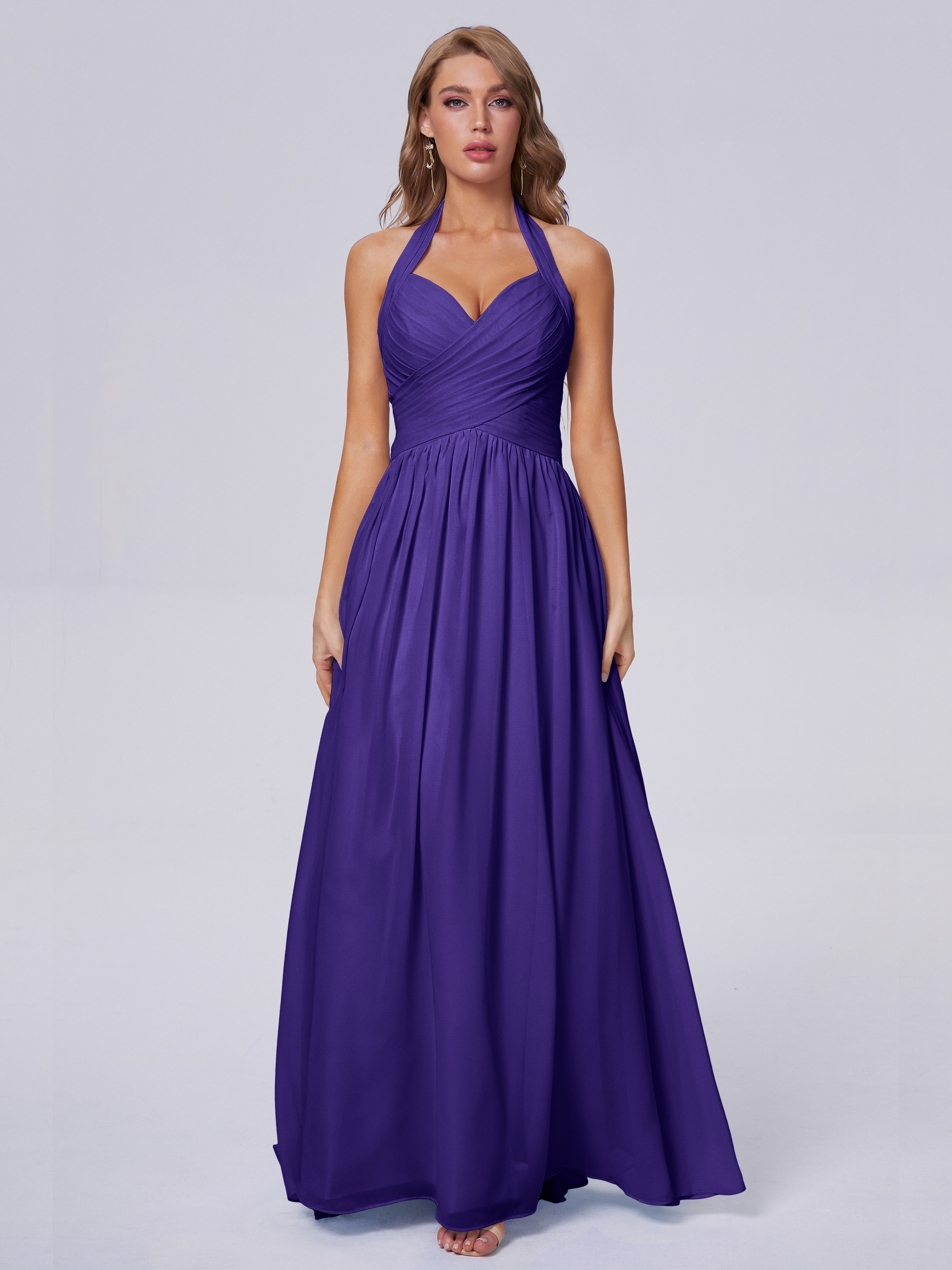 Robes De Demoiselle D'Honneur En Régence Superbe Licou Mousseline Robes Demoiselle D'Honneur