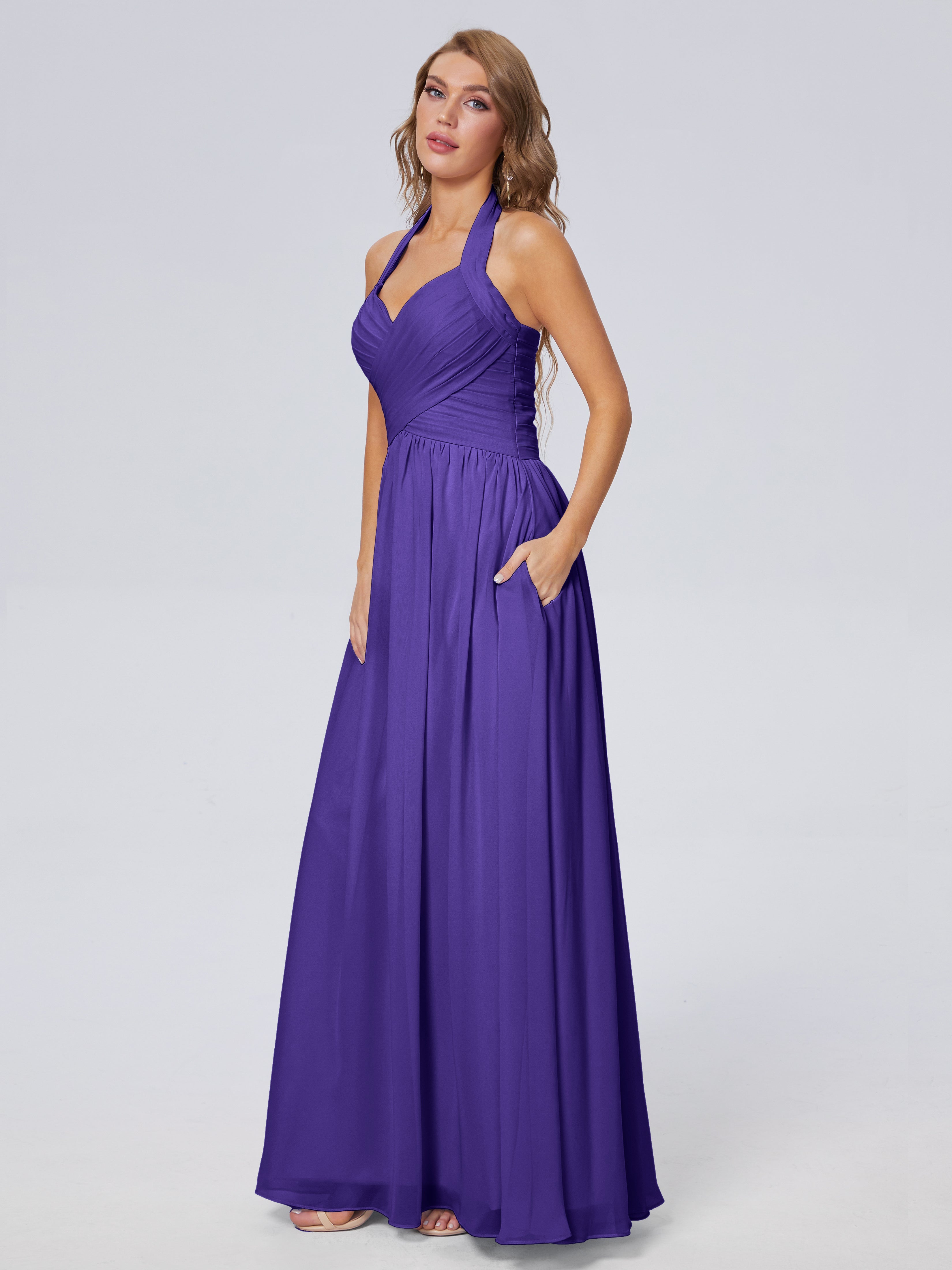 Robes De Demoiselle D'Honneur En Régence Superbe Licou Mousseline Robes Demoiselle D'Honneur