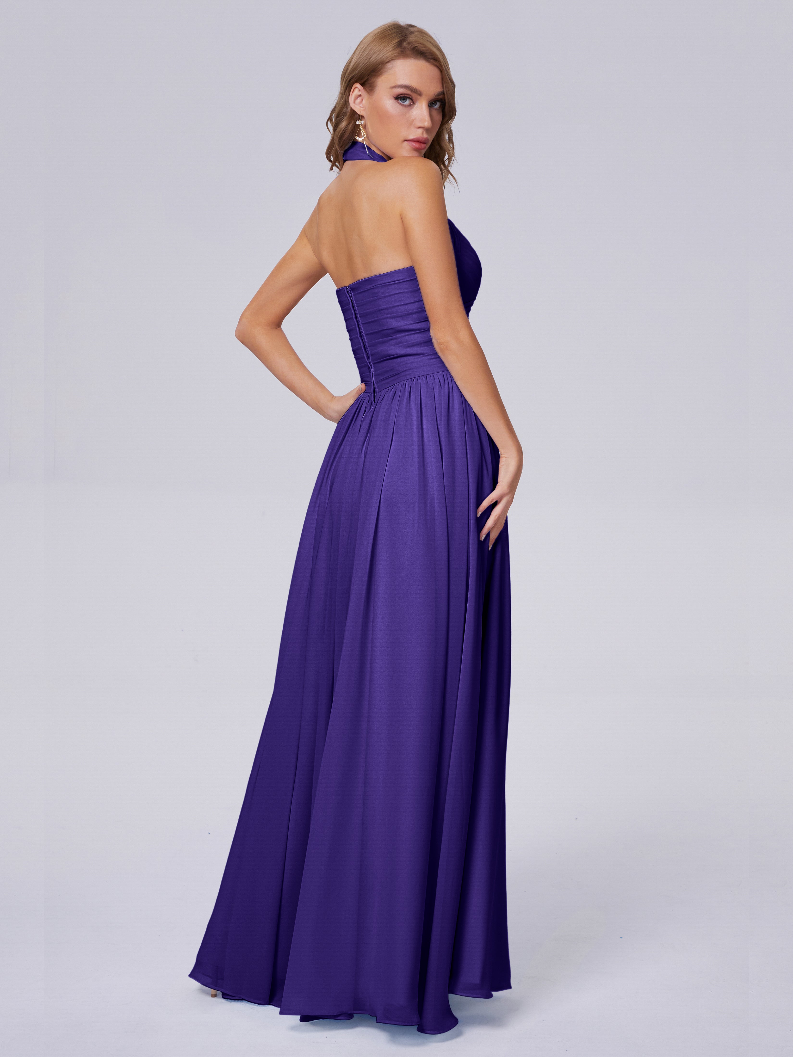 Robes De Demoiselle D'Honneur En Régence Superbe Licou Mousseline Robes Demoiselle D'Honneur