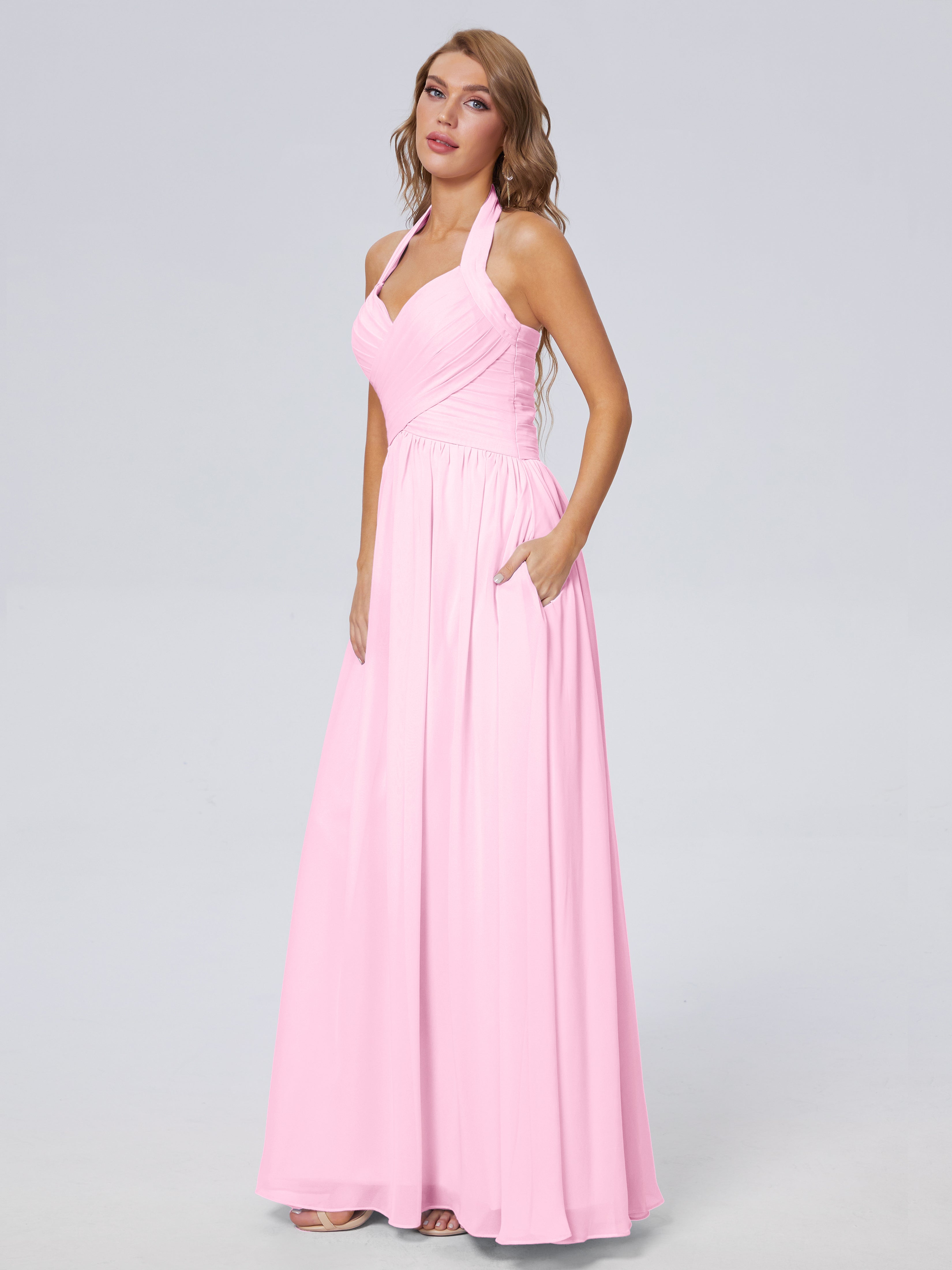 Robe Demoiselle D Honneur Rose Bonbon Superbe Licou Mousseline Robes Demoiselle D'Honneur