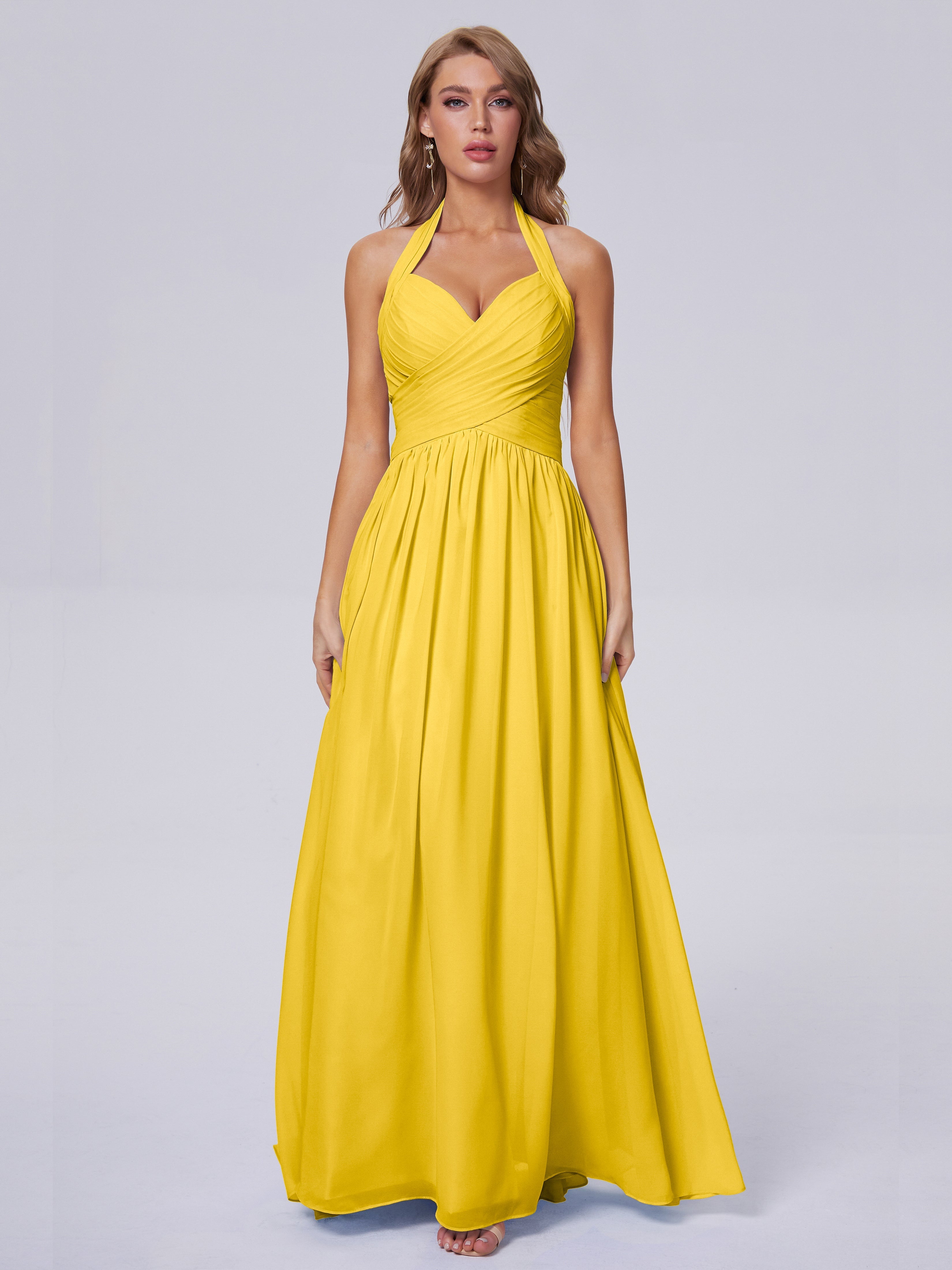 Robe De Demoiselle D'Honneur Souci Superbe Licou Mousseline Robes Demoiselle D'Honneur