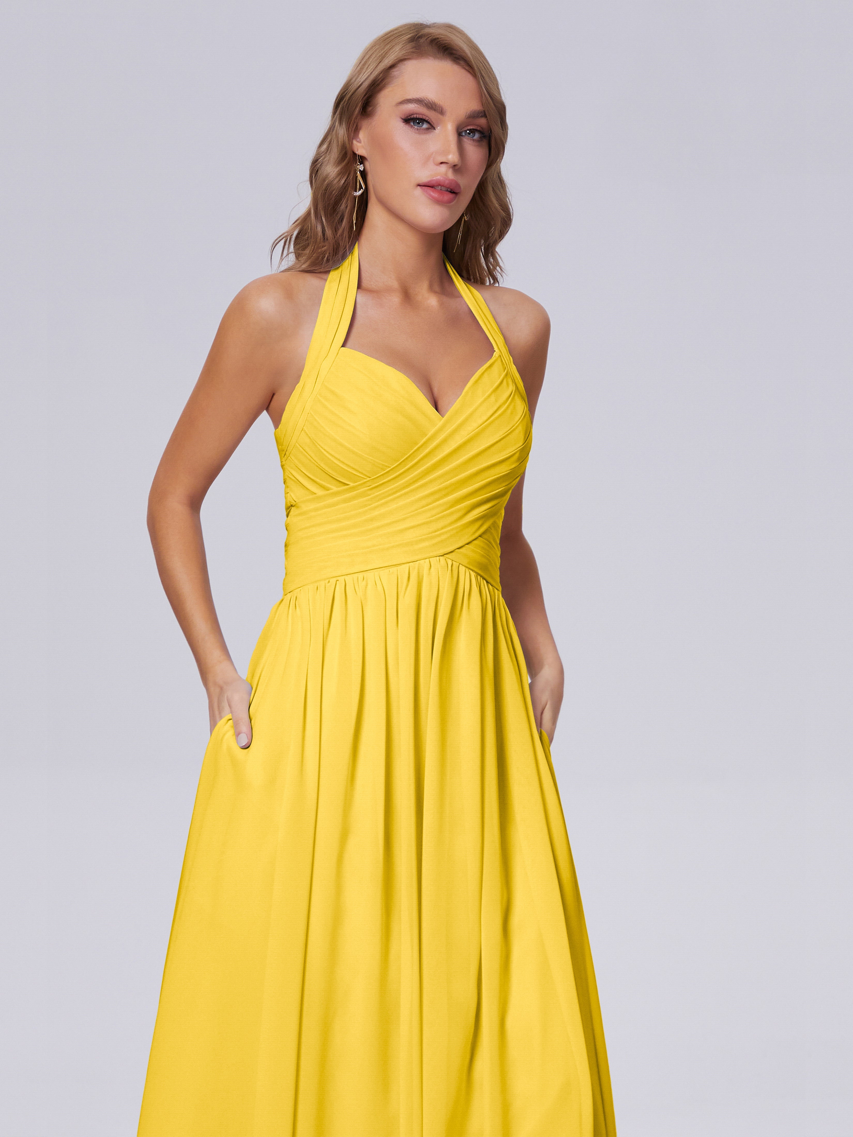 Robe De Demoiselle D'Honneur Souci Superbe Licou Mousseline Robes Demoiselle D'Honneur