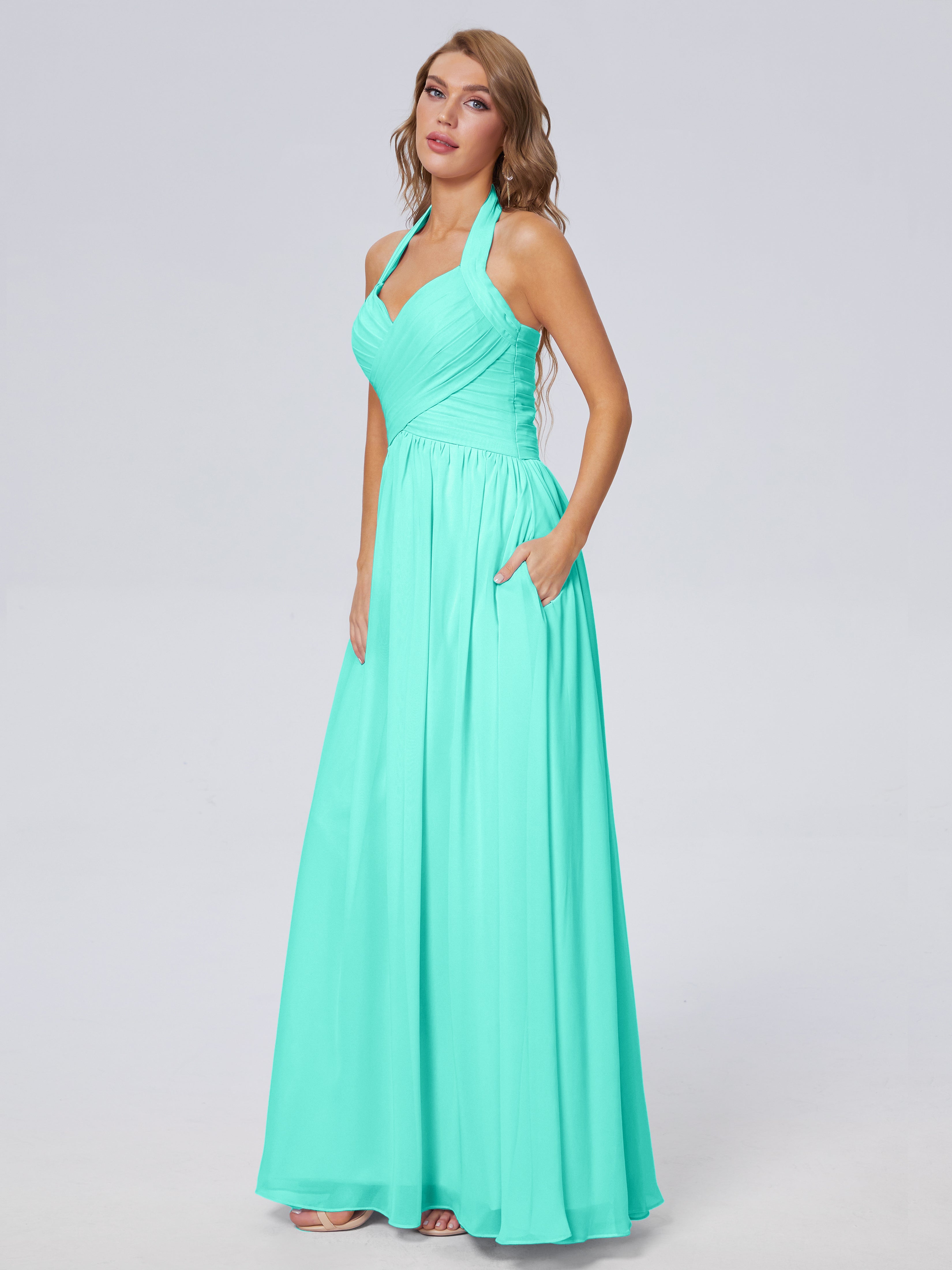 Robes De Demoiselle D'Honneur Spa Superbe Licou Mousseline Robes Demoiselle D'Honneur