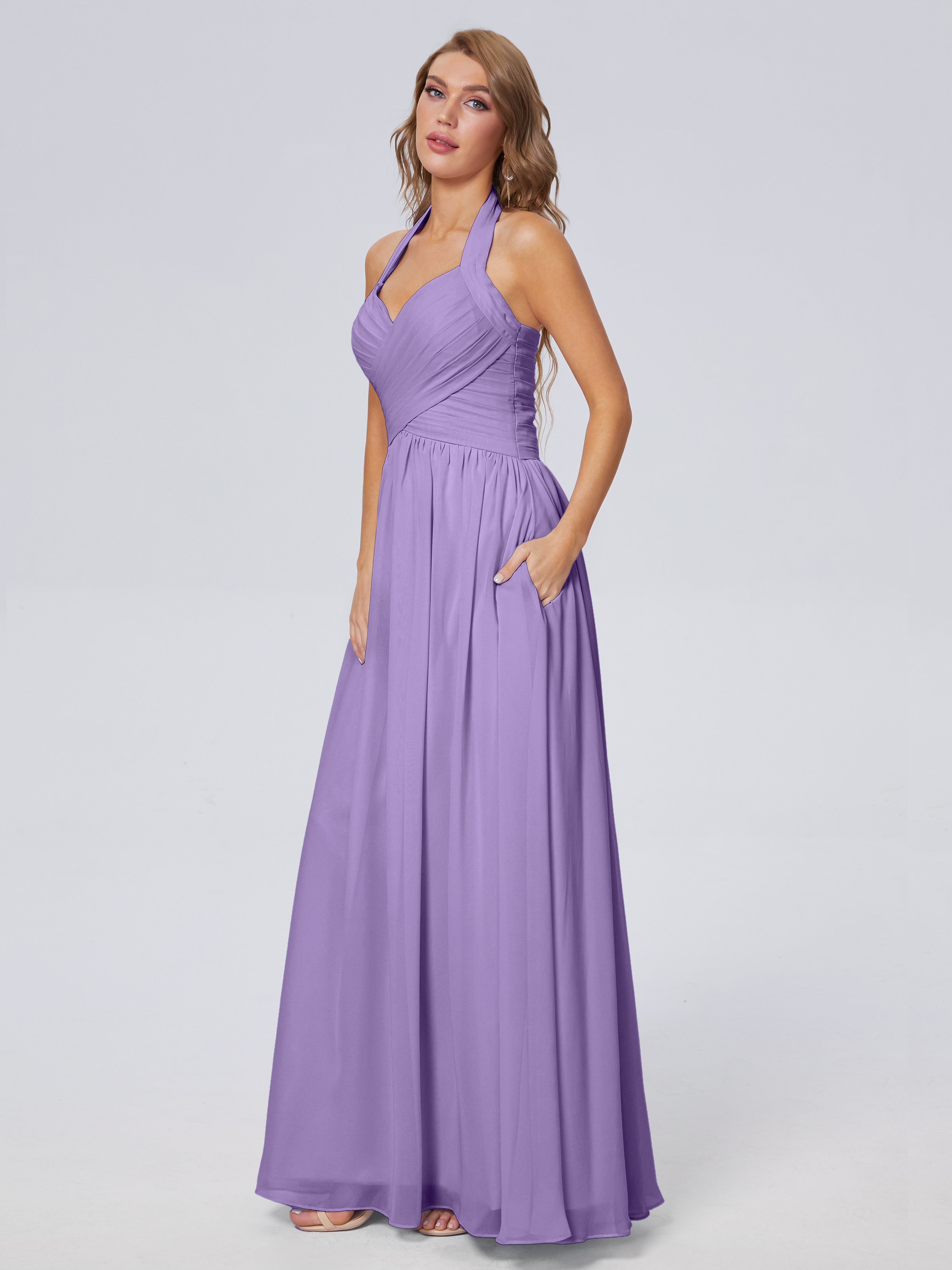 Robes De Demoiselle D'Honneur Tahiti Superbe Licou Mousseline Robes Demoiselle D'Honneur