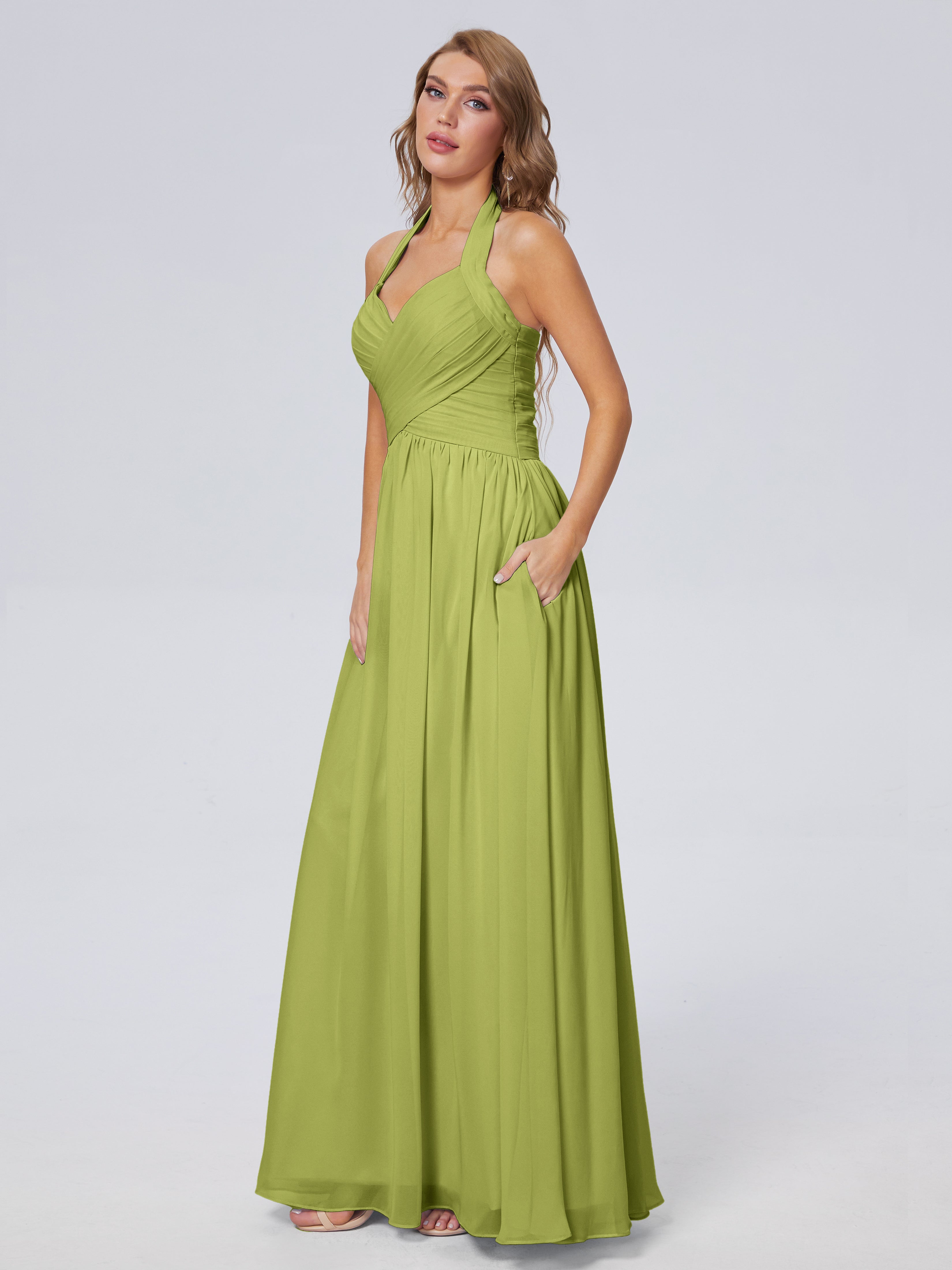 Robes De Demoiselle D'Honneur Trèfle Superbe Licou Mousseline Robes Demoiselle D'Honneur