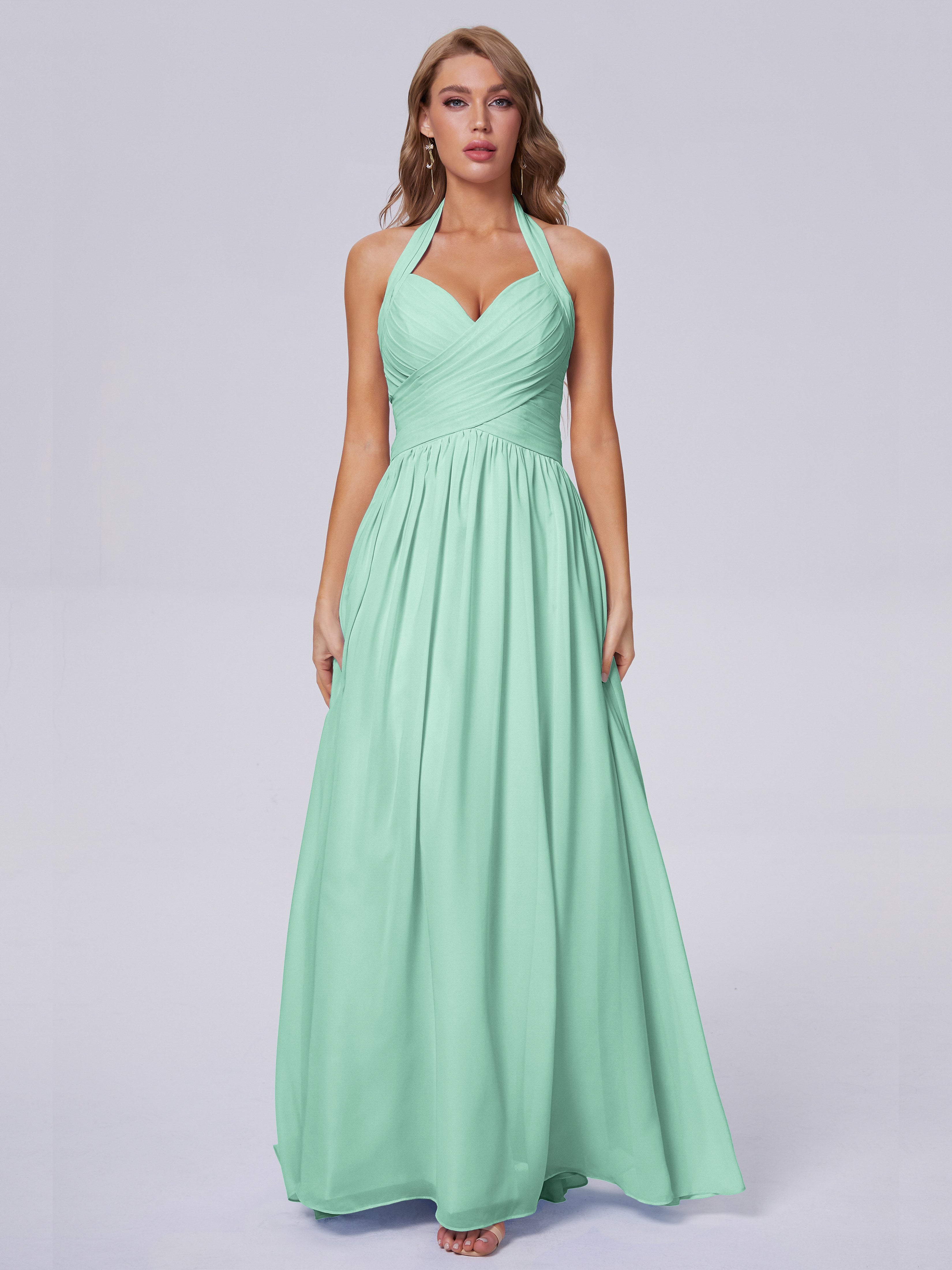Robe Demoiselle D Honneur Menthe Superbe Licou Mousseline Robes Demoiselle D'Honneur