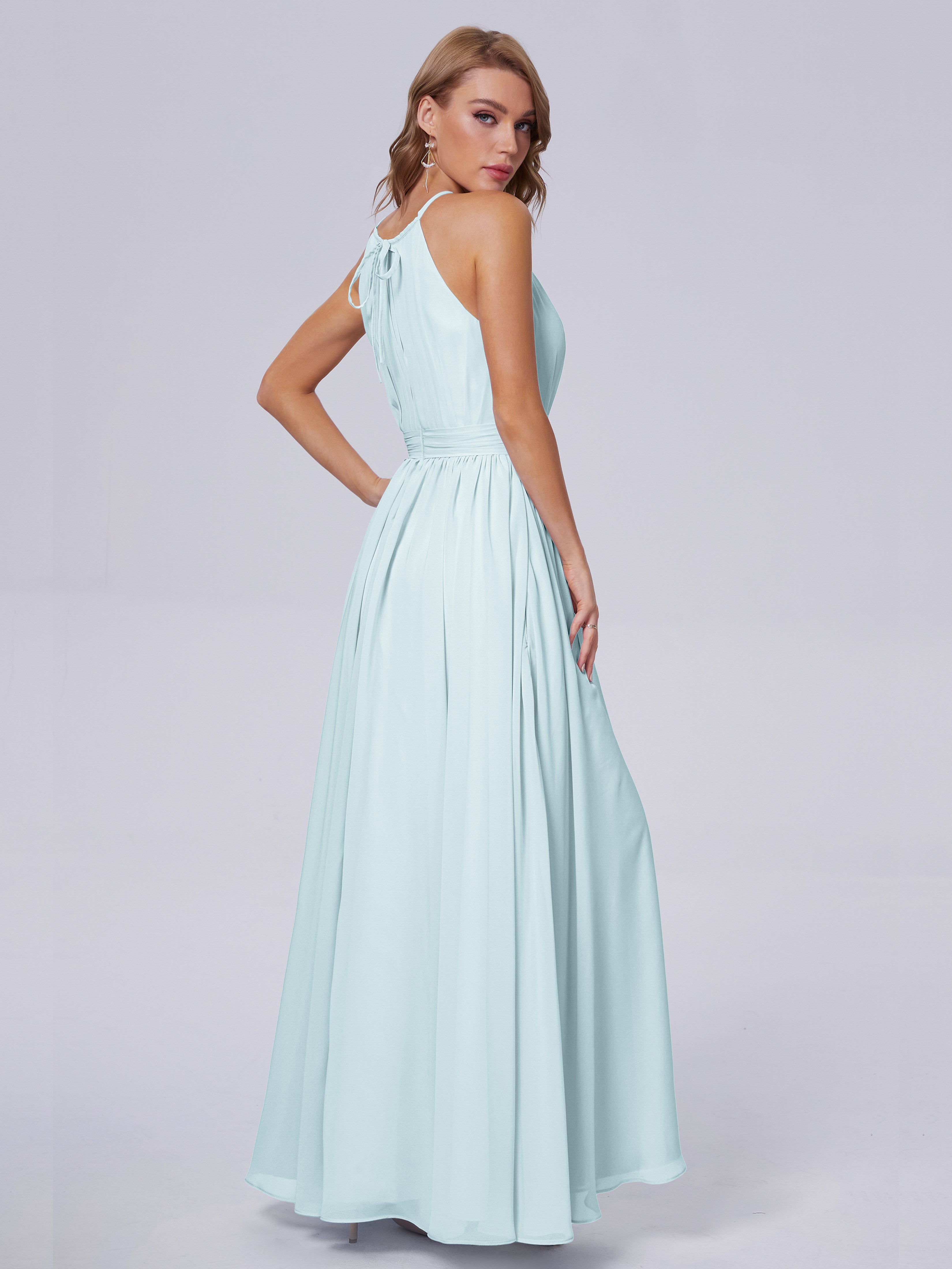 Robe De Demoiselle D'Honneur Brume Brillante Licou Mousseline Robes Demoiselle D'Honneur