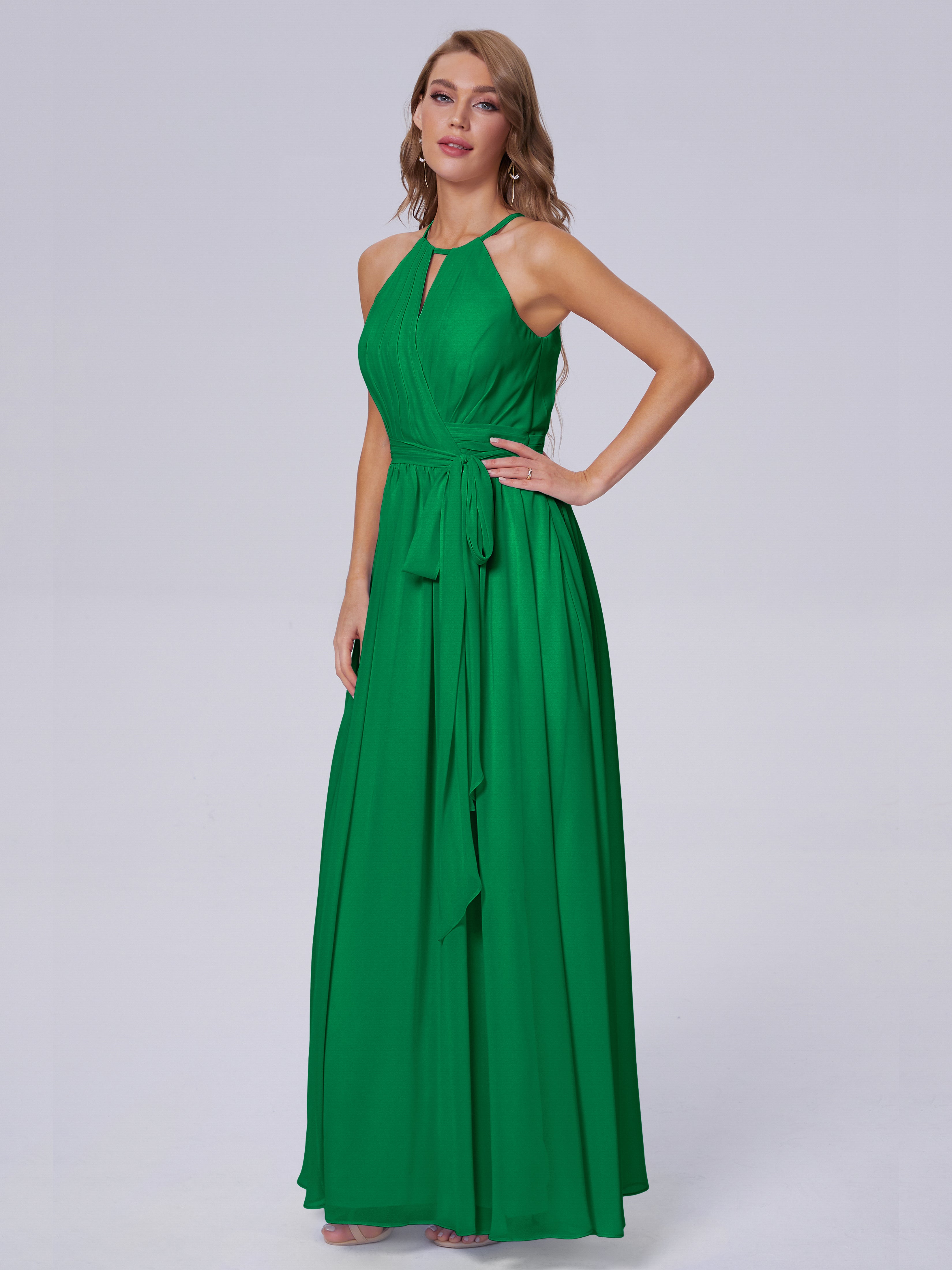 Robe Demoiselle D Honneur Emeraude Brillante Licou Mousseline Robes Demoiselle D'Honneur